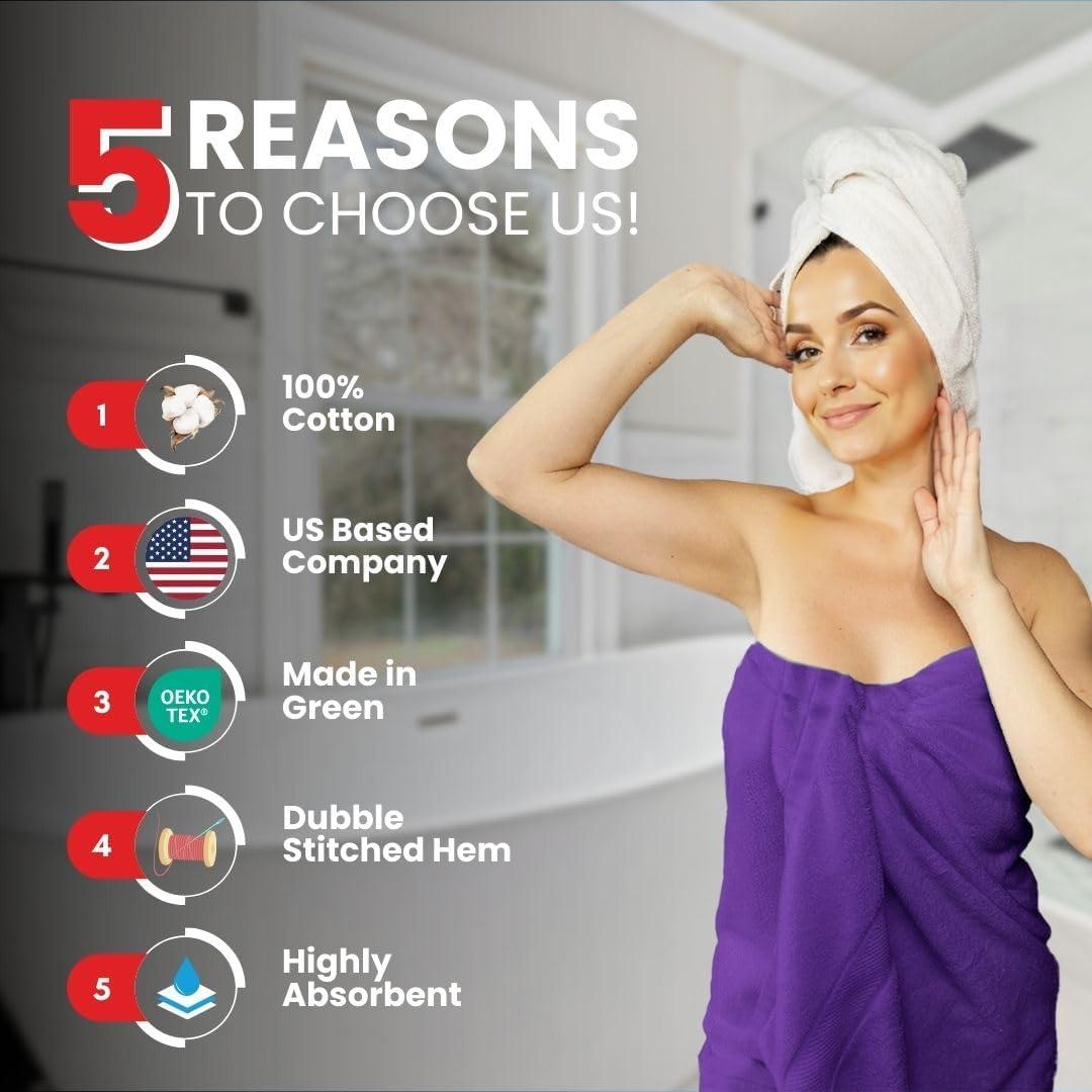 imageInfinitee Xclusives Luxury Bath Sheets Towels 1 Pack 600 GSM 35X70 Inches 100 Ring Spun Cotton Large Bath Towels for Bathroom Brilliant White Bath Sheets Pack 1Profound Purple