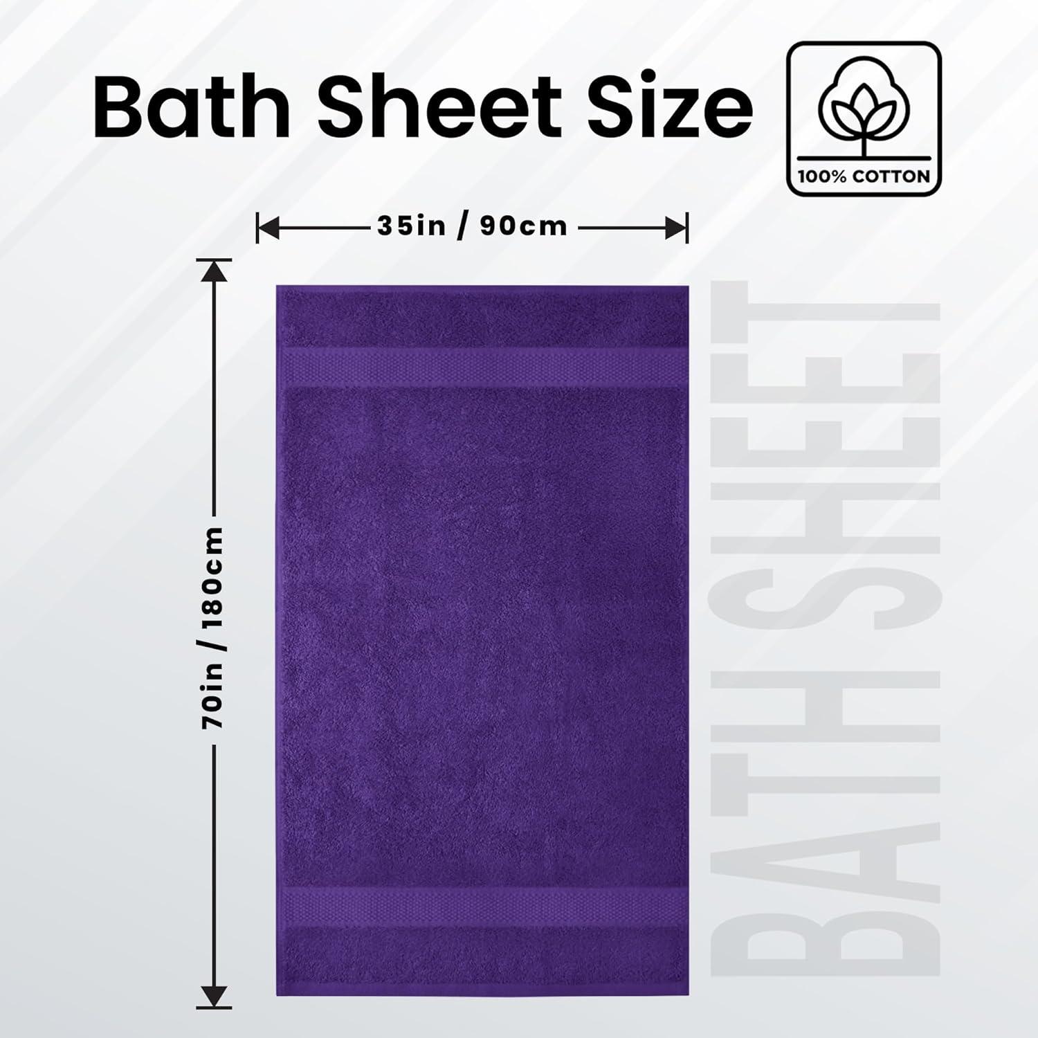imageInfinitee Xclusives Luxury Bath Sheets Towels 1 Pack 600 GSM 35X70 Inches 100 Ring Spun Cotton Large Bath Towels for Bathroom Brilliant White Bath Sheets Pack 1Profound Purple
