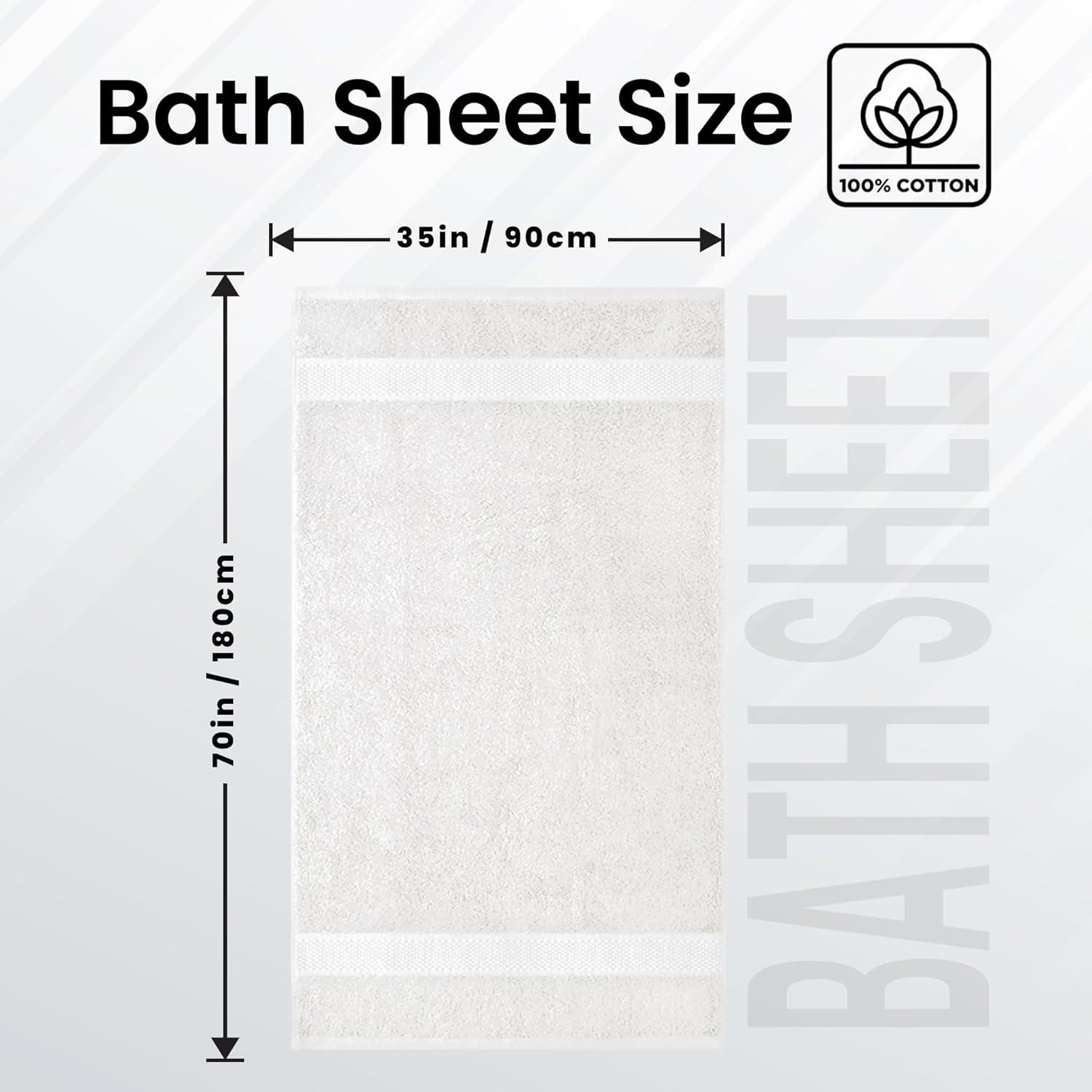 imageInfinitee Xclusives Luxury Bath Sheets Towels 1 Pack 600 GSM 35X70 Inches 100 Ring Spun Cotton Large Bath Towels for Bathroom Brilliant White Bath Sheets Pack 1Brilliant White