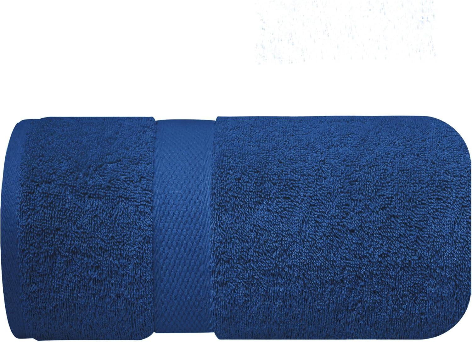 imageInfinitee Xclusives Luxury Bath Sheets Towels 1 Pack 600 GSM 35X70 Inches 100 Ring Spun Cotton Large Bath Towels for Bathroom Brilliant White Bath Sheets Pack 1Tranquil Navy