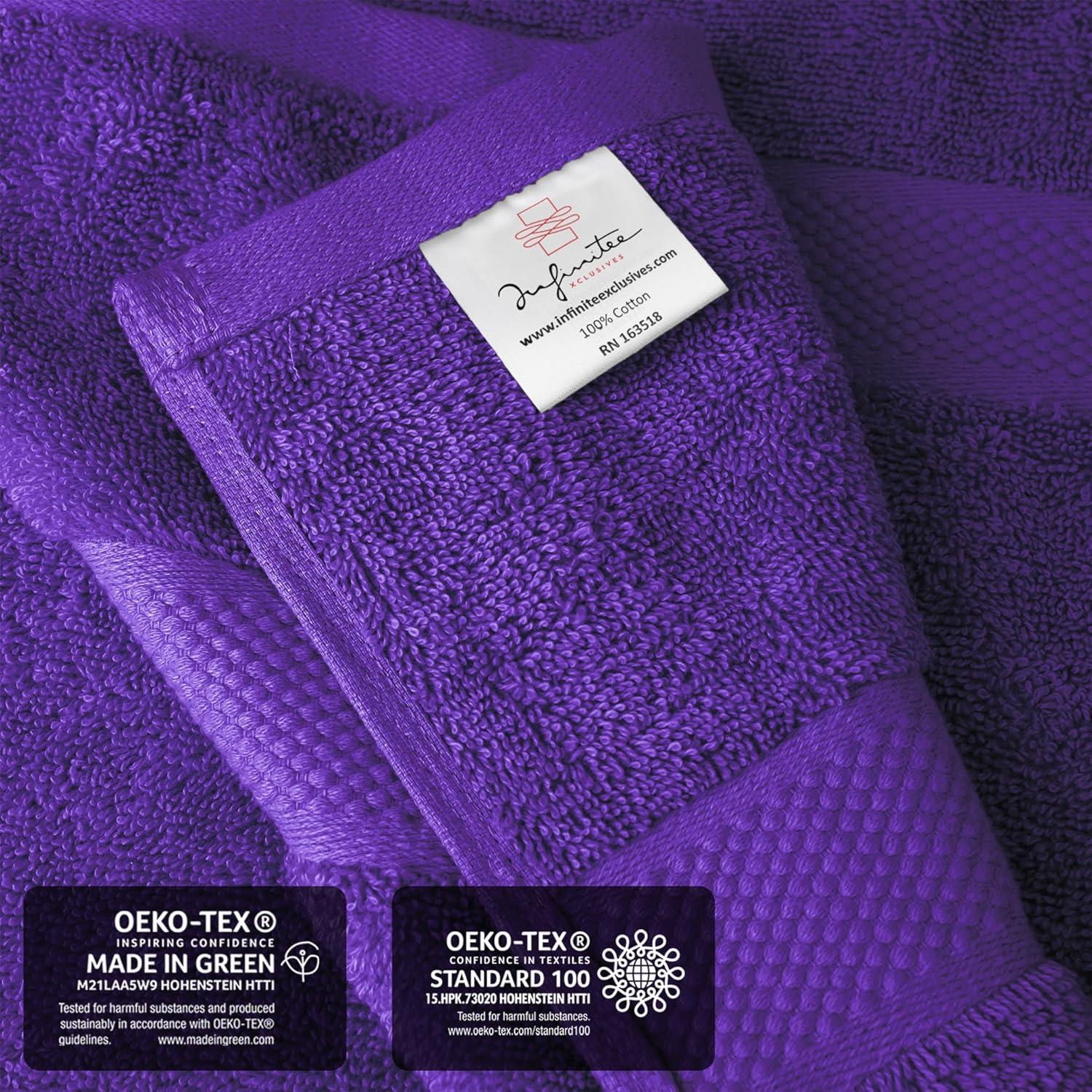 imageInfinitee Xclusives Luxury Bath Sheets Towels 1 Pack 600 GSM 35X70 Inches 100 Ring Spun Cotton Large Bath Towels for Bathroom Brilliant White Bath Sheets Pack 1Profound Purple