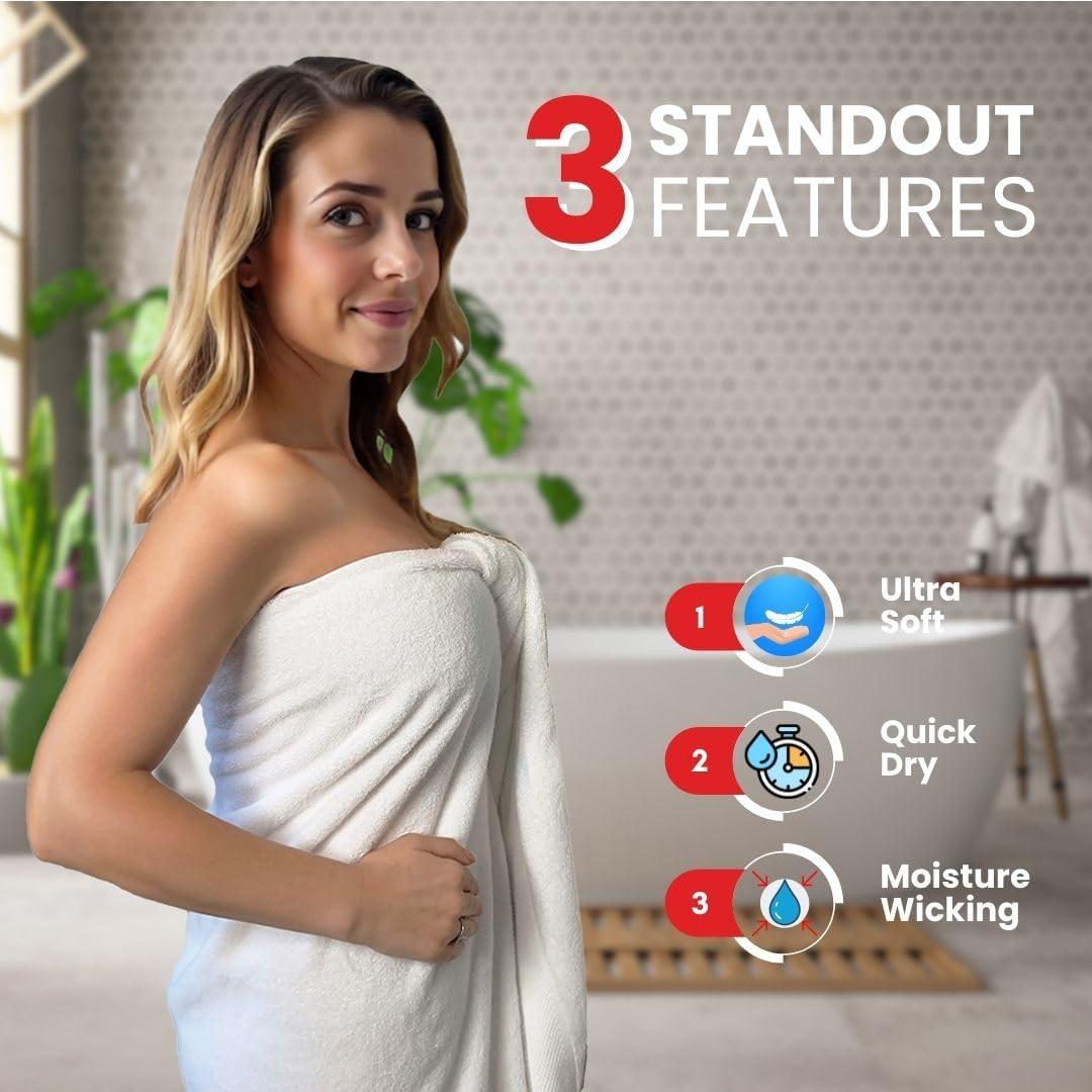 imageInfinitee Xclusives Luxury Bath Sheets Towels 1 Pack 600 GSM 35X70 Inches 100 Ring Spun Cotton Large Bath Towels for Bathroom Brilliant White Bath Sheets Pack 1Brilliant White