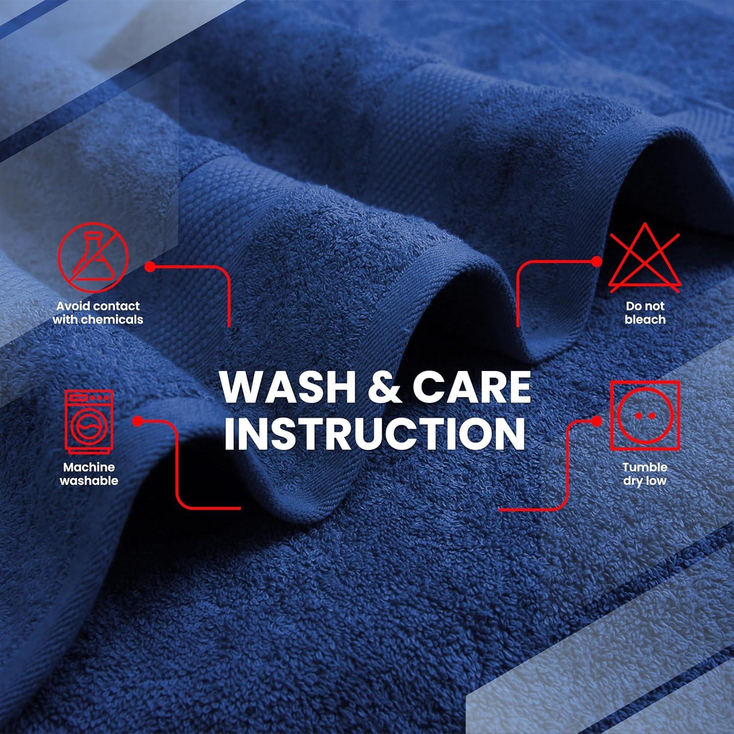 imageInfinitee Xclusives Luxury Bath Sheets Towels 1 Pack 600 GSM 35X70 Inches 100 Ring Spun Cotton Large Bath Towels for Bathroom Brilliant White Bath Sheets Pack 1Tranquil Navy