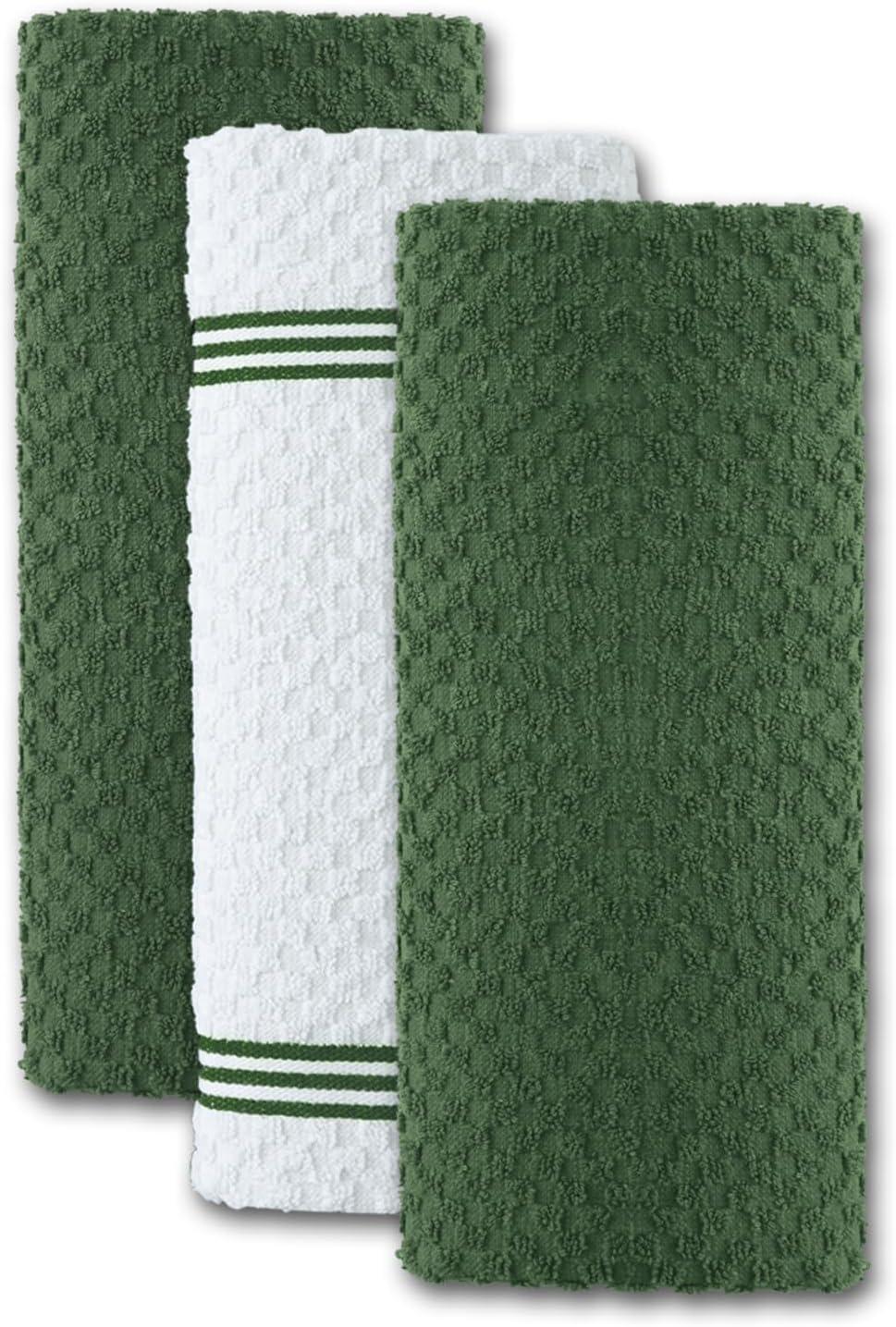 imageInfinitee Xclusives 100 Cotton Kitchen Towels 15x25 Inch Ultra Soft Tea Towel Super Absorbent Terry Dish Towels for Kitchen Linens BlueSturdy Green