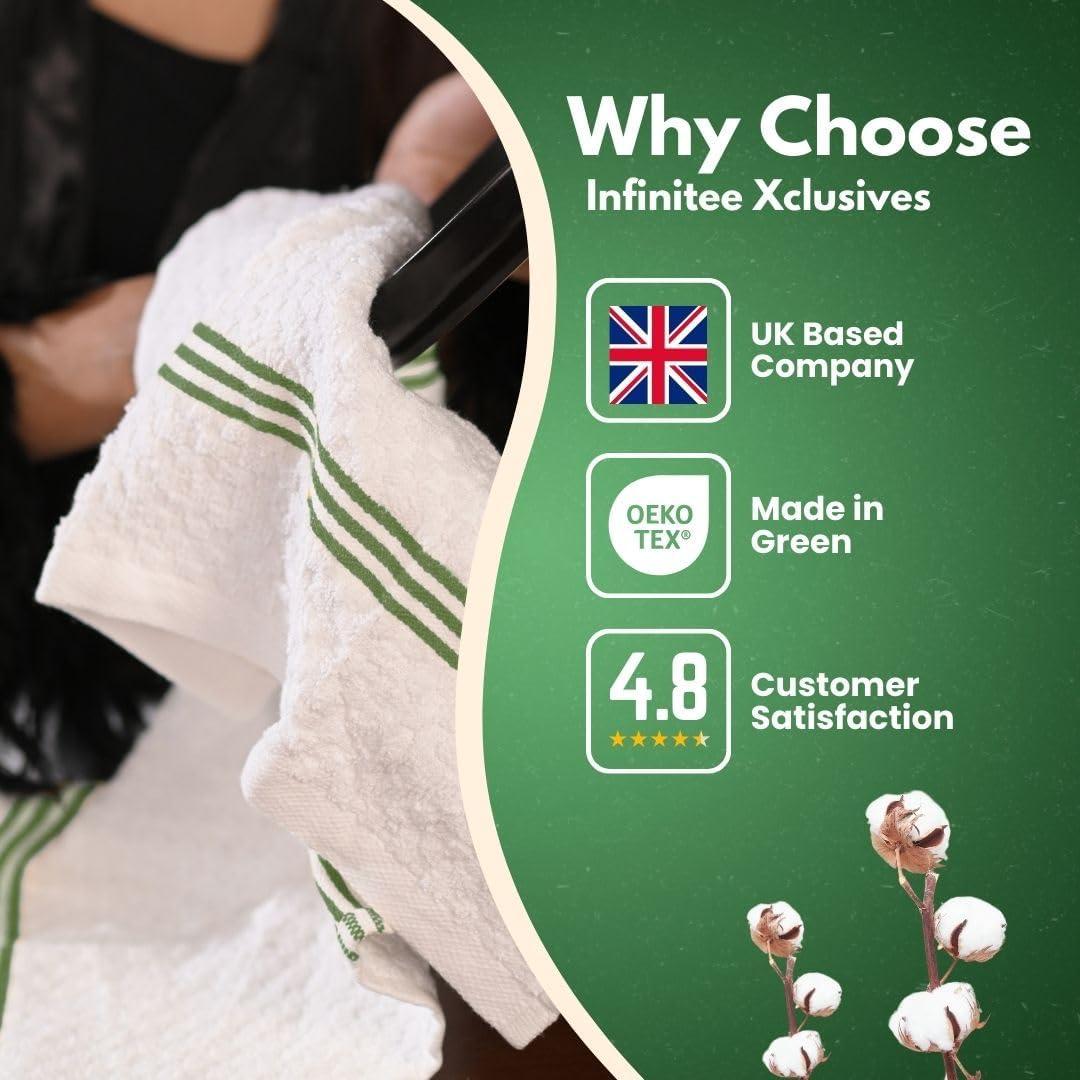 imageInfinitee Xclusives 100 Cotton Kitchen Towels 15x25 Inch Ultra Soft Tea Towel Super Absorbent Terry Dish Towels for Kitchen Linens BlueSturdy Green