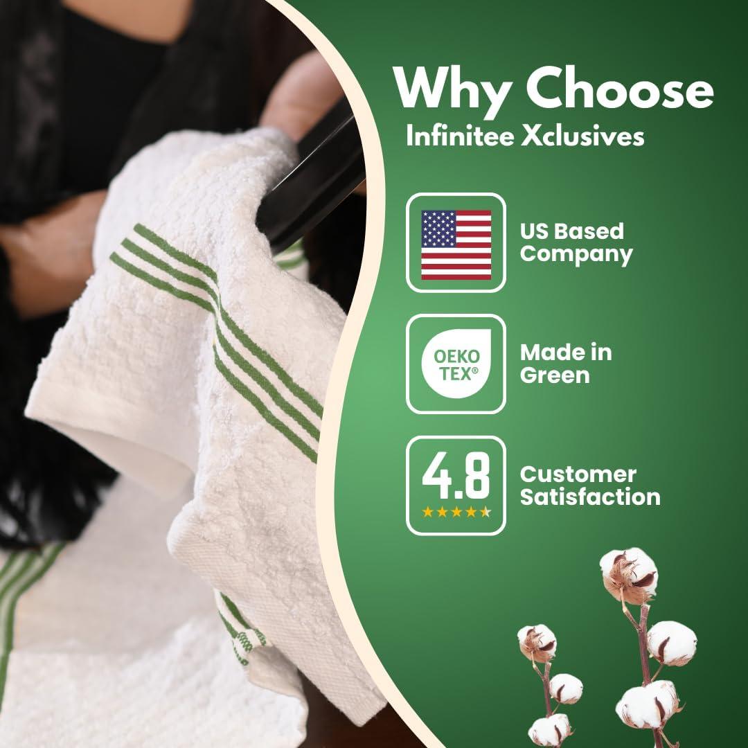 imageInfinitee Xclusives 100 Cotton Kitchen Towels 15x25 Inch Ultra Soft Tea Towel Super Absorbent Terry Dish Towels for Kitchen Linens BlueSturdy Green