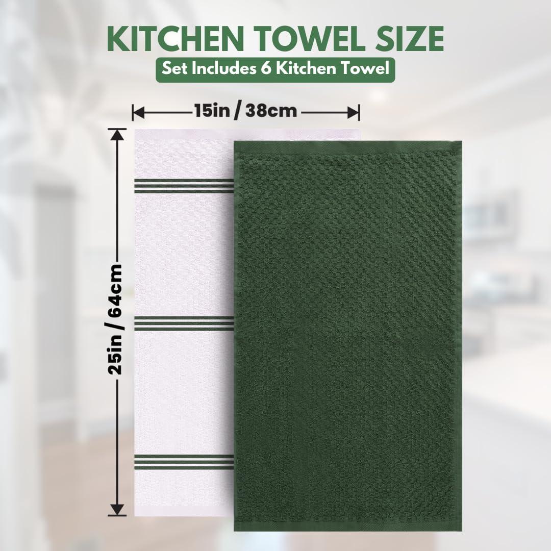 imageInfinitee Xclusives 100 Cotton Kitchen Towels 15x25 Inch Ultra Soft Tea Towel Super Absorbent Terry Dish Towels for Kitchen Linens BlueSturdy Green