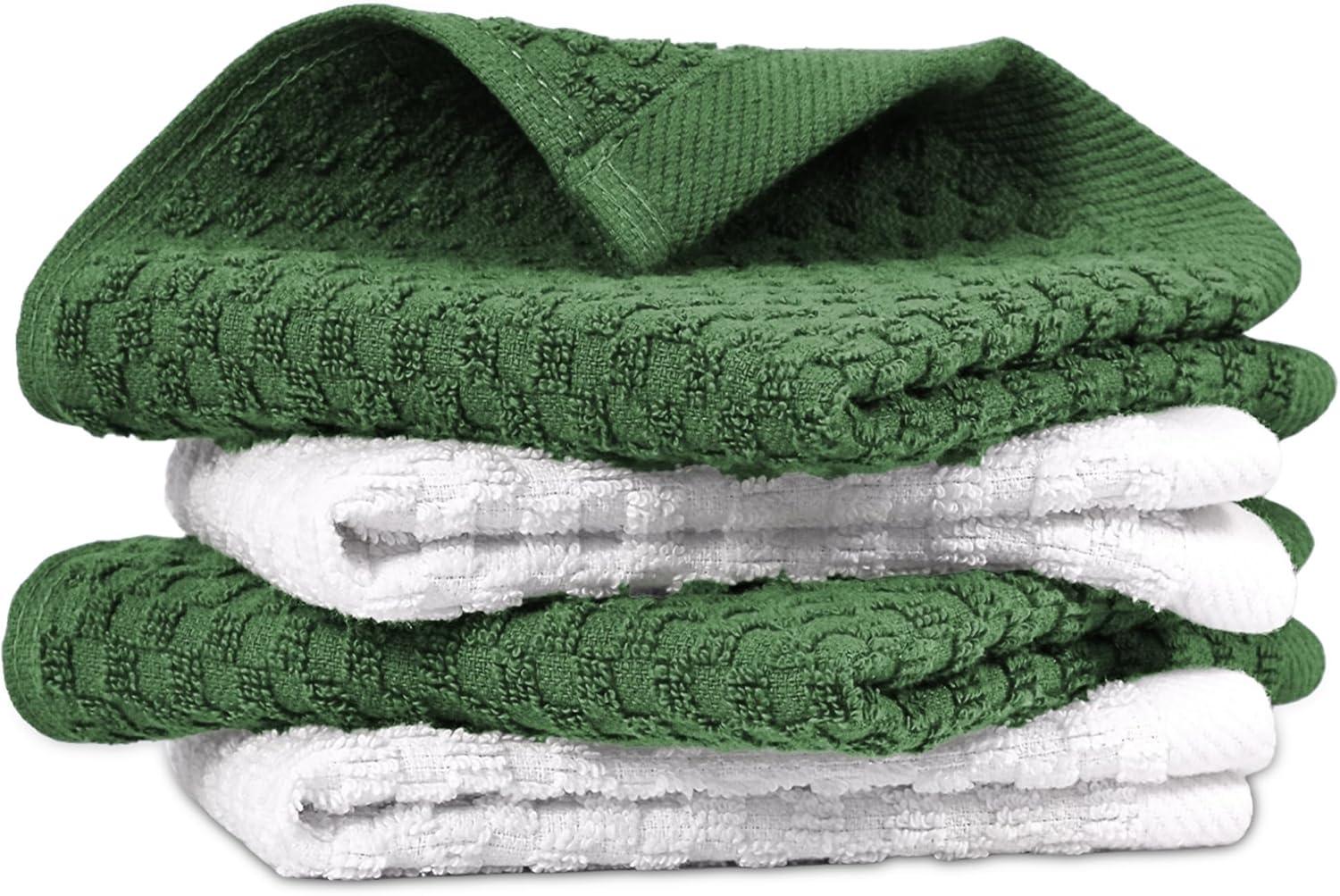 imageInfinitee Xclusives 100 Cotton Kitchen Towels 15x25 Inch Ultra Soft Tea Towel Super Absorbent Terry Dish Towels for Kitchen Linens BlueSturdy Green