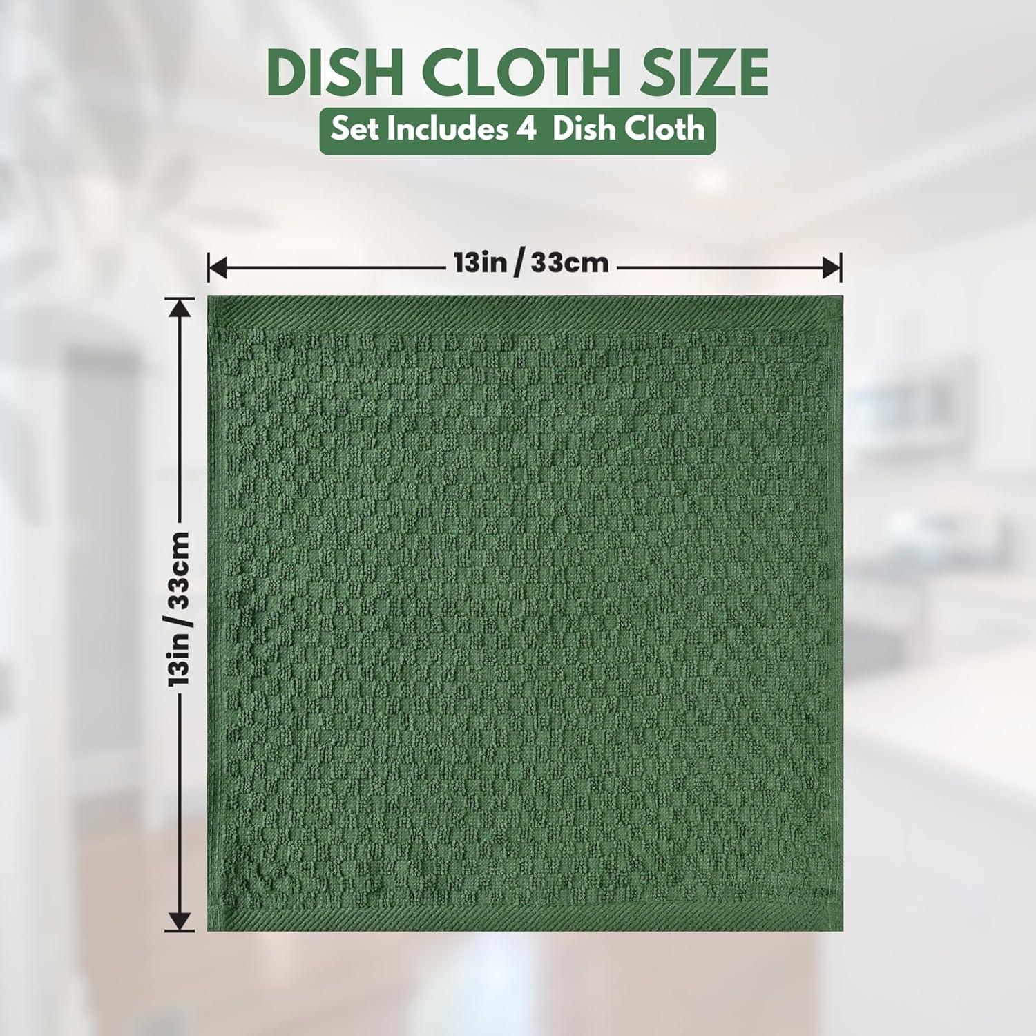 imageInfinitee Xclusives 100 Cotton Kitchen Towels 15x25 Inch Ultra Soft Tea Towel Super Absorbent Terry Dish Towels for Kitchen Linens BlueSturdy Green