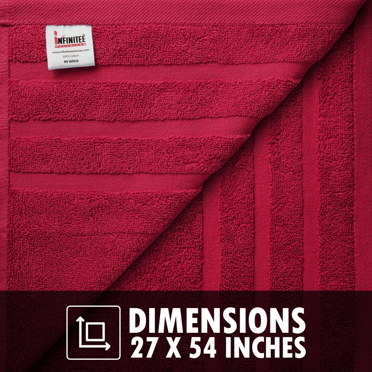 imageInfinitee Xclusives 100 Cotton Luxury Bath Towels Set of 2 27x54 Inches Brilliant White Bath Towels Pack 2Burgundy
