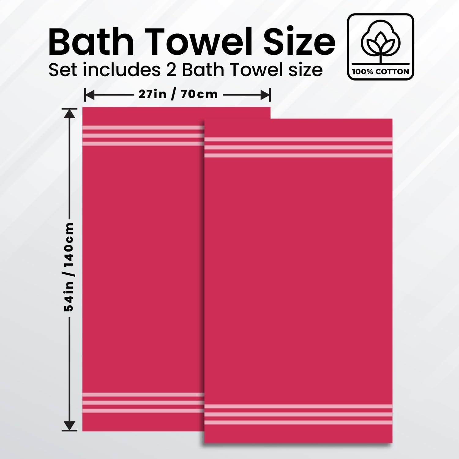 imageInfinitee Xclusives 100 Cotton Luxury Bath Towels Set of 2 27x54 Inches Brilliant White Bath Towels Pack 2Burgundy