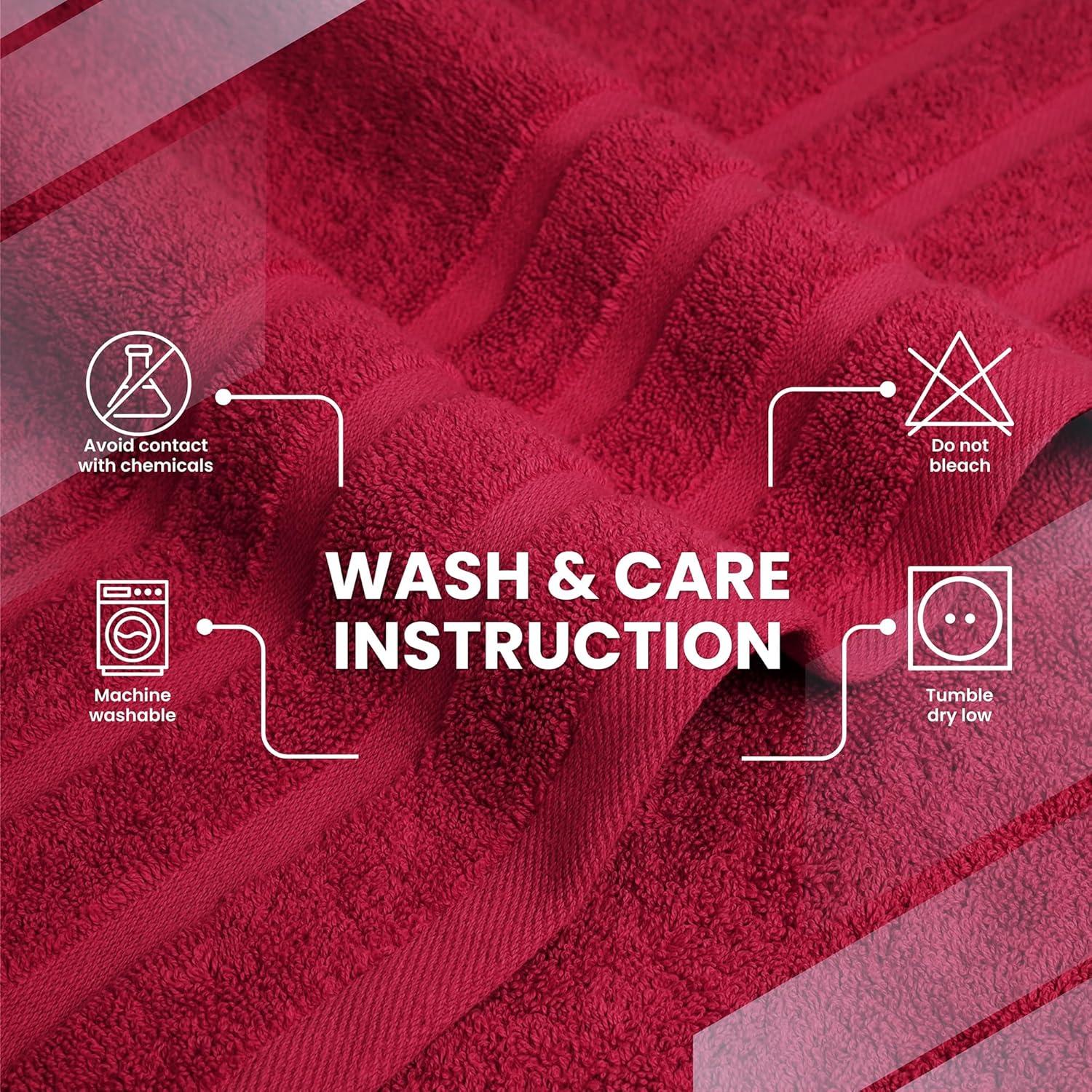 imageInfinitee Xclusives 100 Cotton Luxury Bath Towels Set of 2 27x54 Inches Brilliant White Bath Towels Pack 2Burgundy