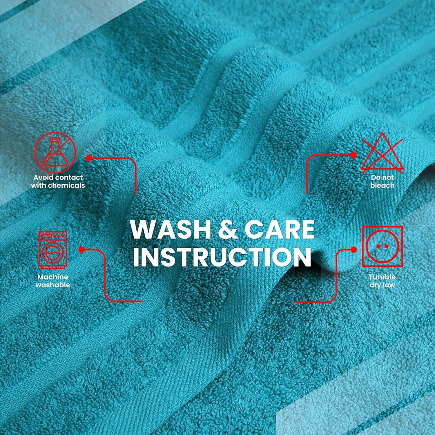 imageInfinitee Xclusives 100 Cotton Luxury Bath Towels Set of 2 27x54 Inches Brilliant White Bath Towels Pack 2Serene Teal