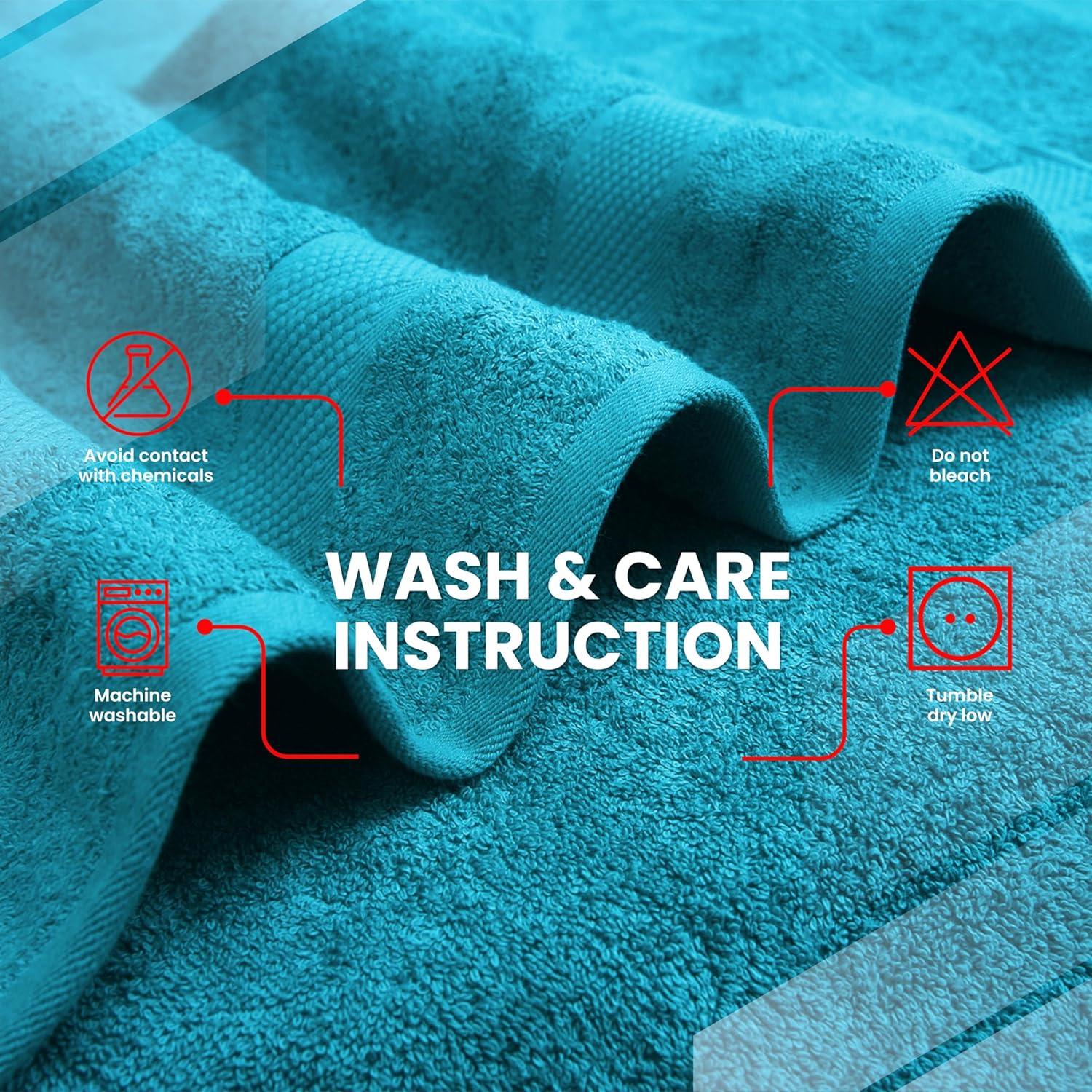 imageInfinitee Xclusives Luxury 100 Cotton Towel Set 8 Piece Bathroom Towel Set 2 Bath Towels 2 Hand Towels 4 Washcloths Soft ampamp Absorbent Towels for Bathroom Serene TealSerene Teal