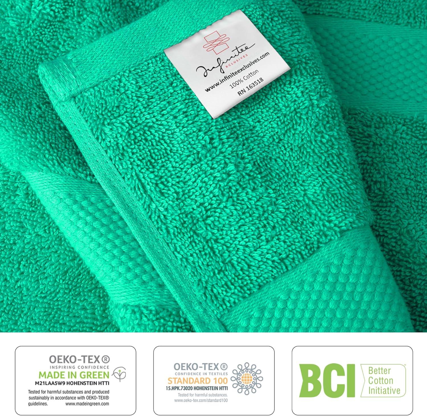 imageInfinitee Xclusives Luxury 100 Cotton Towel Set 8 Piece Bathroom Towel Set 2 Bath Towels 2 Hand Towels 4 Washcloths Soft ampamp Absorbent Towels for Bathroom Serene TealVivid Green