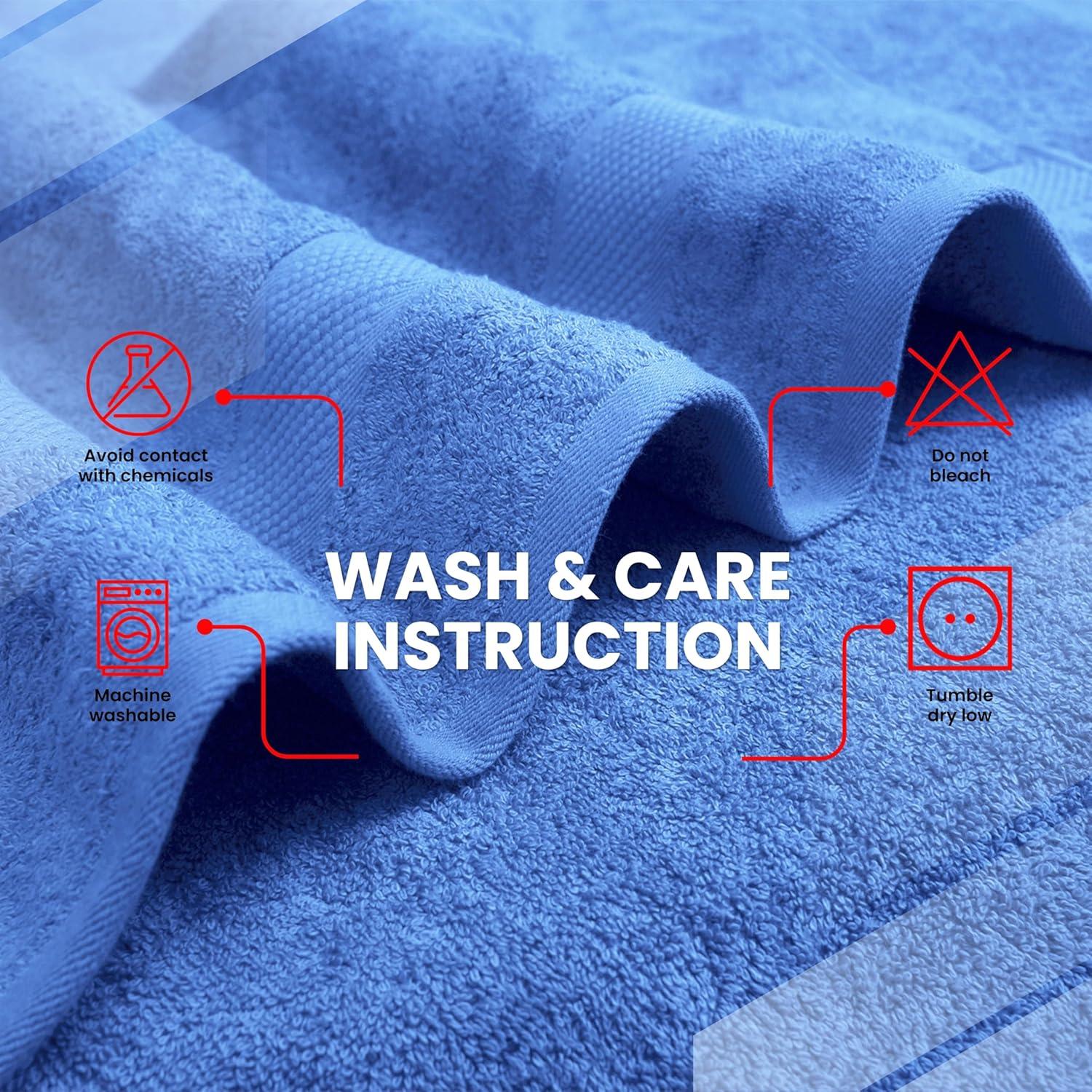 imageInfinitee Xclusives Luxury 100 Cotton Towel Set 8 Piece Bathroom Towel Set 2 Bath Towels 2 Hand Towels 4 Washcloths Soft ampamp Absorbent Towels for Bathroom Tranquil NavyEloquent Blue