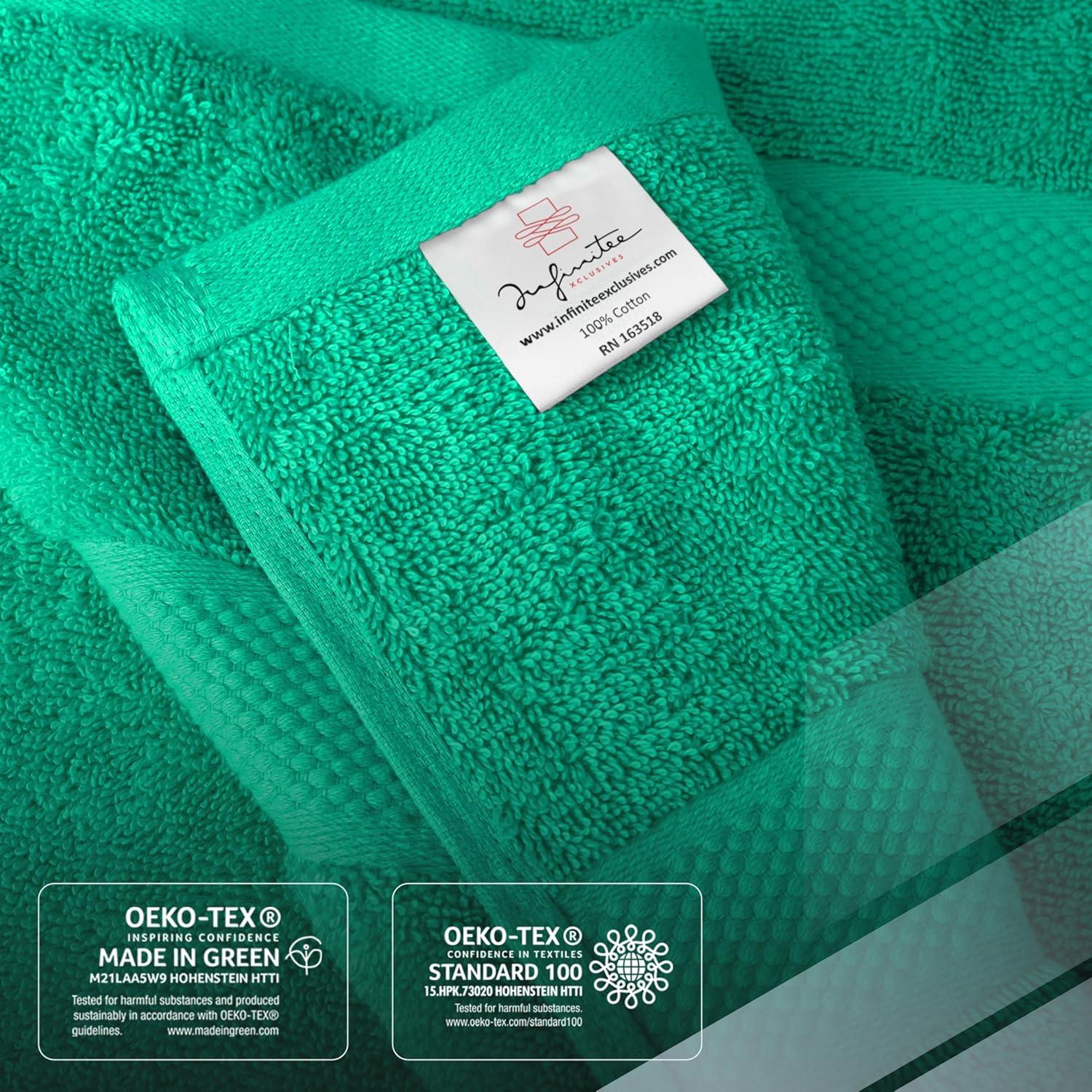 imageInfinitee Xclusives Luxury 100 RingSpun Cotton White Bath Towels Set of 4 27x54 inches Soft Absorbent ampamp QuickDrying Towels for Bathroom Gym Spa ampamp Hotel Use Brilliant White Bath TowelsVivid Green