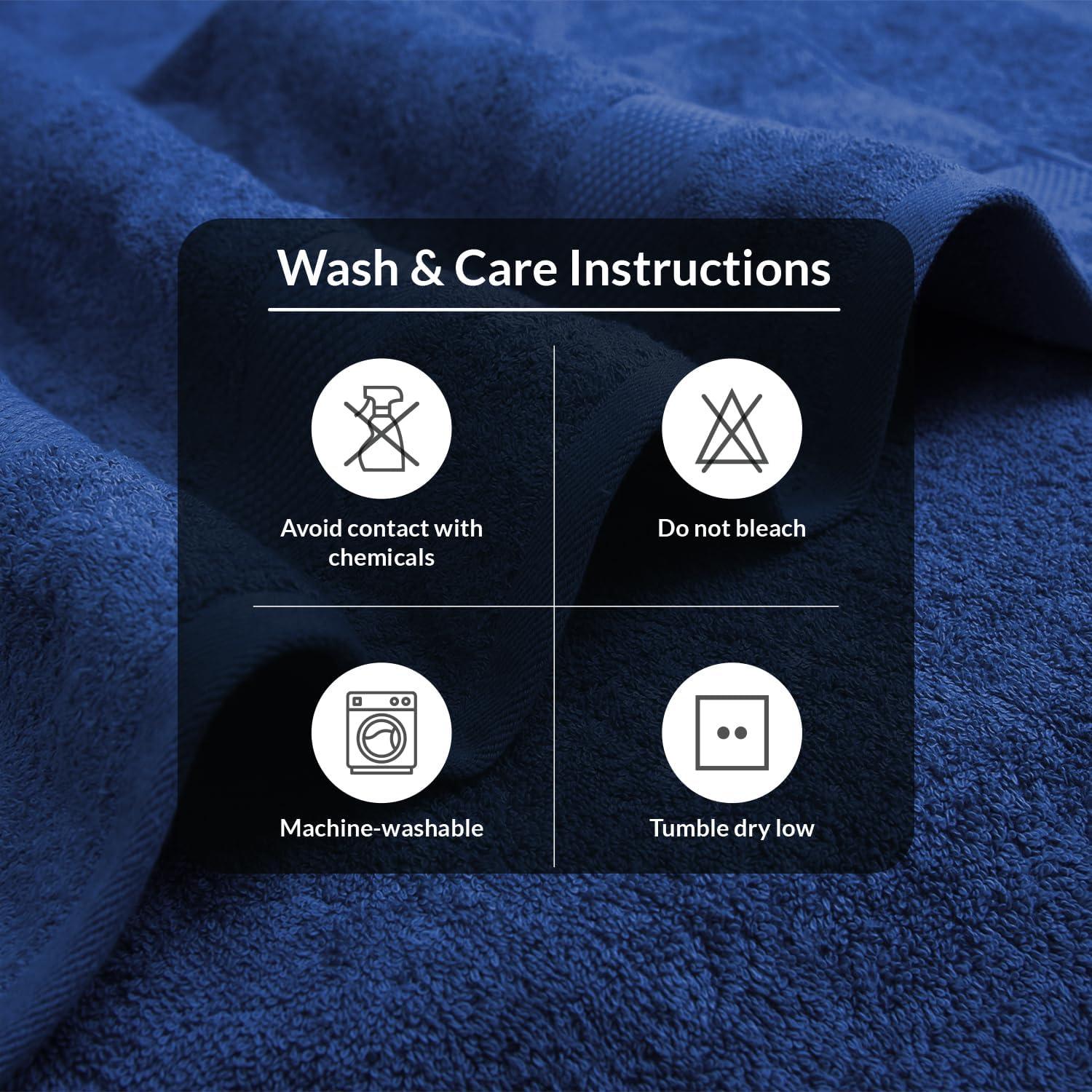 imageInfinitee Xclusives Luxury 100 RingSpun Cotton White Bath Towels Set of 4 27x54 inches Soft Absorbent ampamp QuickDrying Towels for Bathroom Gym Spa ampamp Hotel Use Brilliant White Bath TowelsTranquil Navy