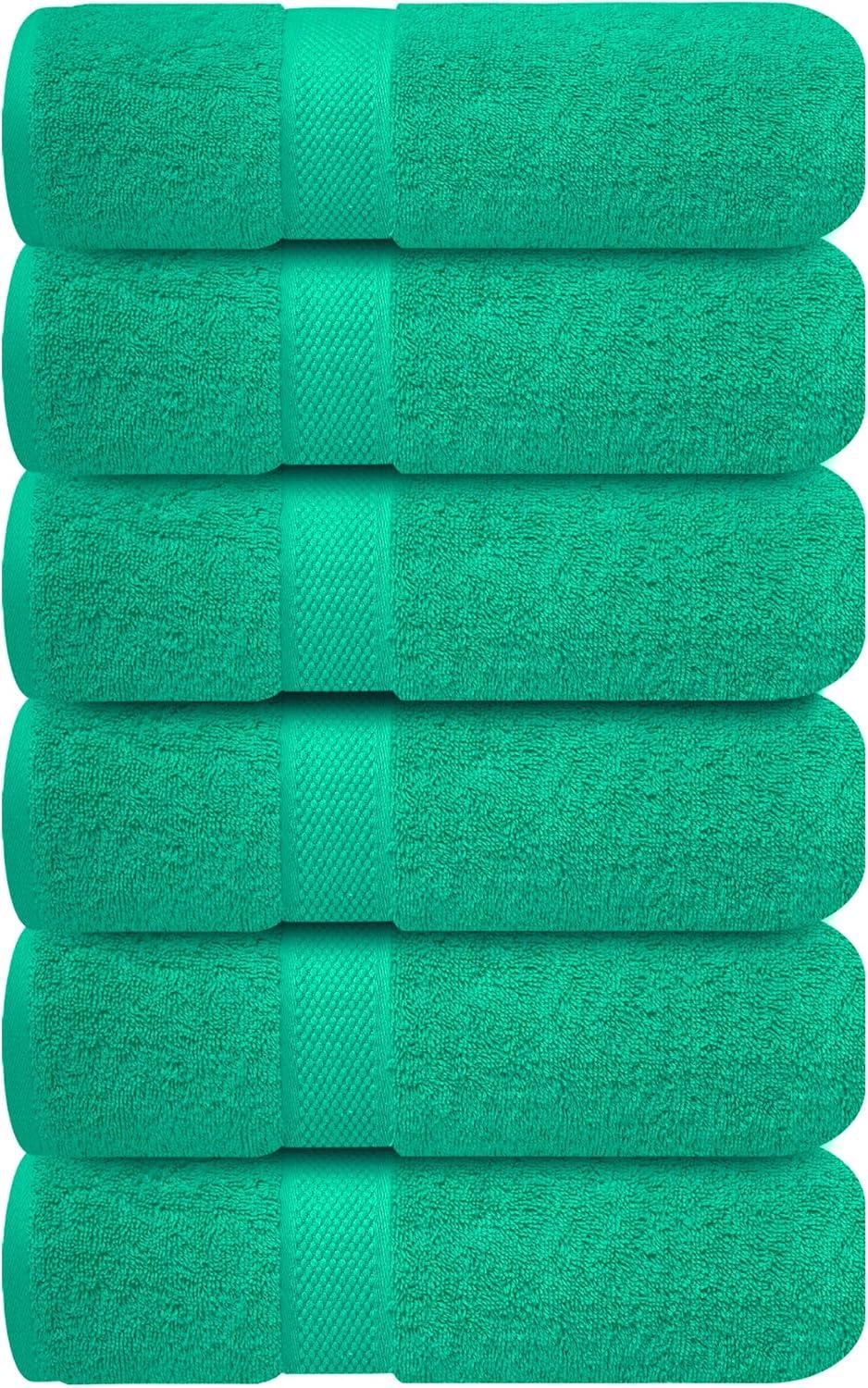 imageInfinitee Xclusives Luxury 100 RingSpun Cotton White Bath Towels Set of 4 27x54 inches Soft Absorbent ampamp QuickDrying Towels for Bathroom Gym Spa ampamp Hotel Use Brilliant White Bath TowelsVivid Green