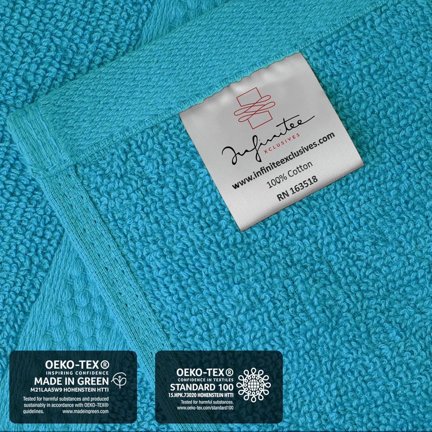 imageInfinitee Xclusives Luxury 100 RingSpun Cotton White Bath Towels Set of 4 27x54 inches Soft Absorbent ampamp QuickDrying Towels for Bathroom Gym Spa ampamp Hotel Use Brilliant White Bath TowelsSerene Teal