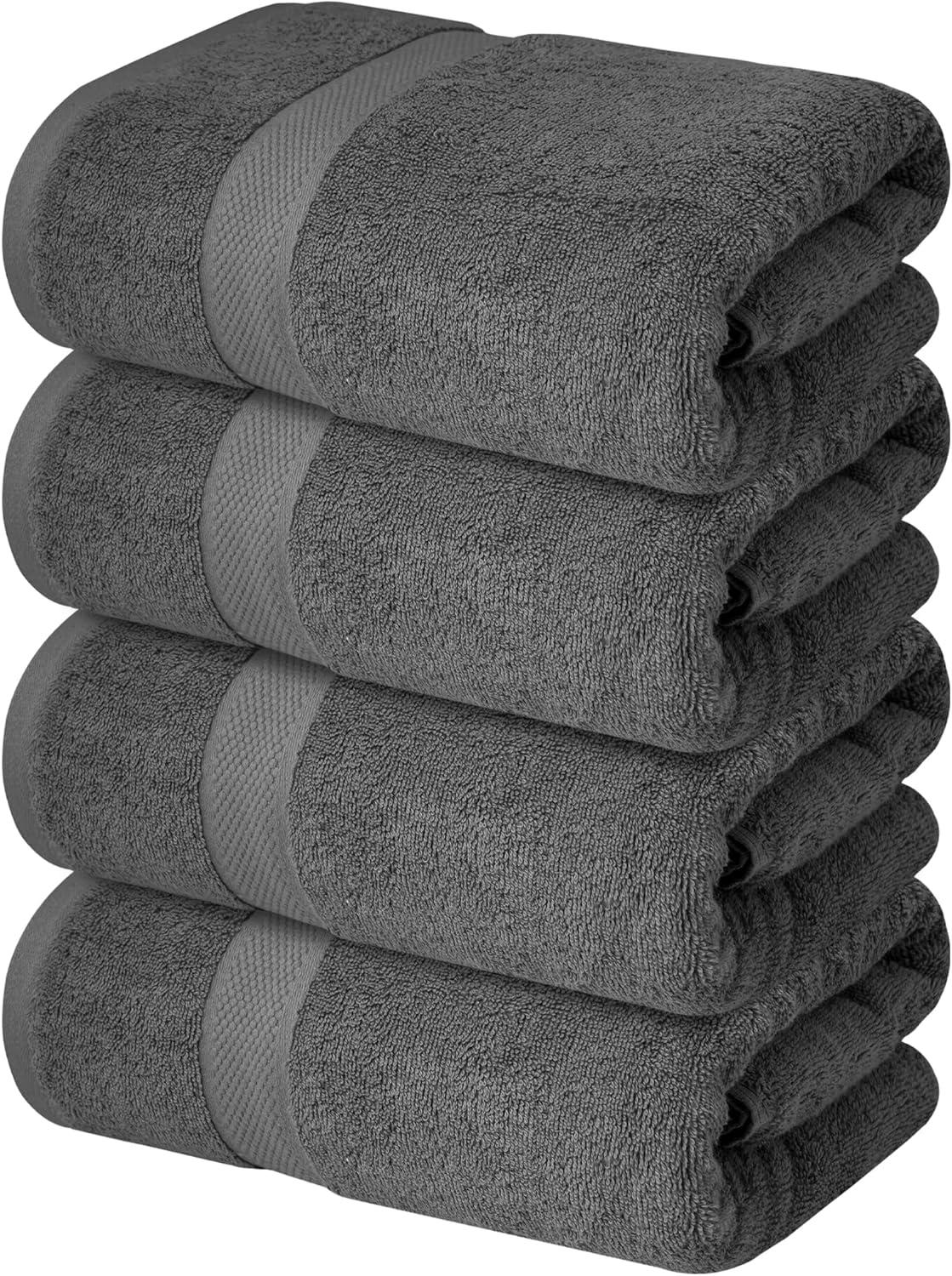 imageInfinitee Xclusives Luxury 100 RingSpun Cotton White Bath Towels Set of 4 27x54 inches Soft Absorbent ampamp QuickDrying Towels for Bathroom Gym Spa ampamp Hotel Use Brilliant White Bath TowelsShadow Grey
