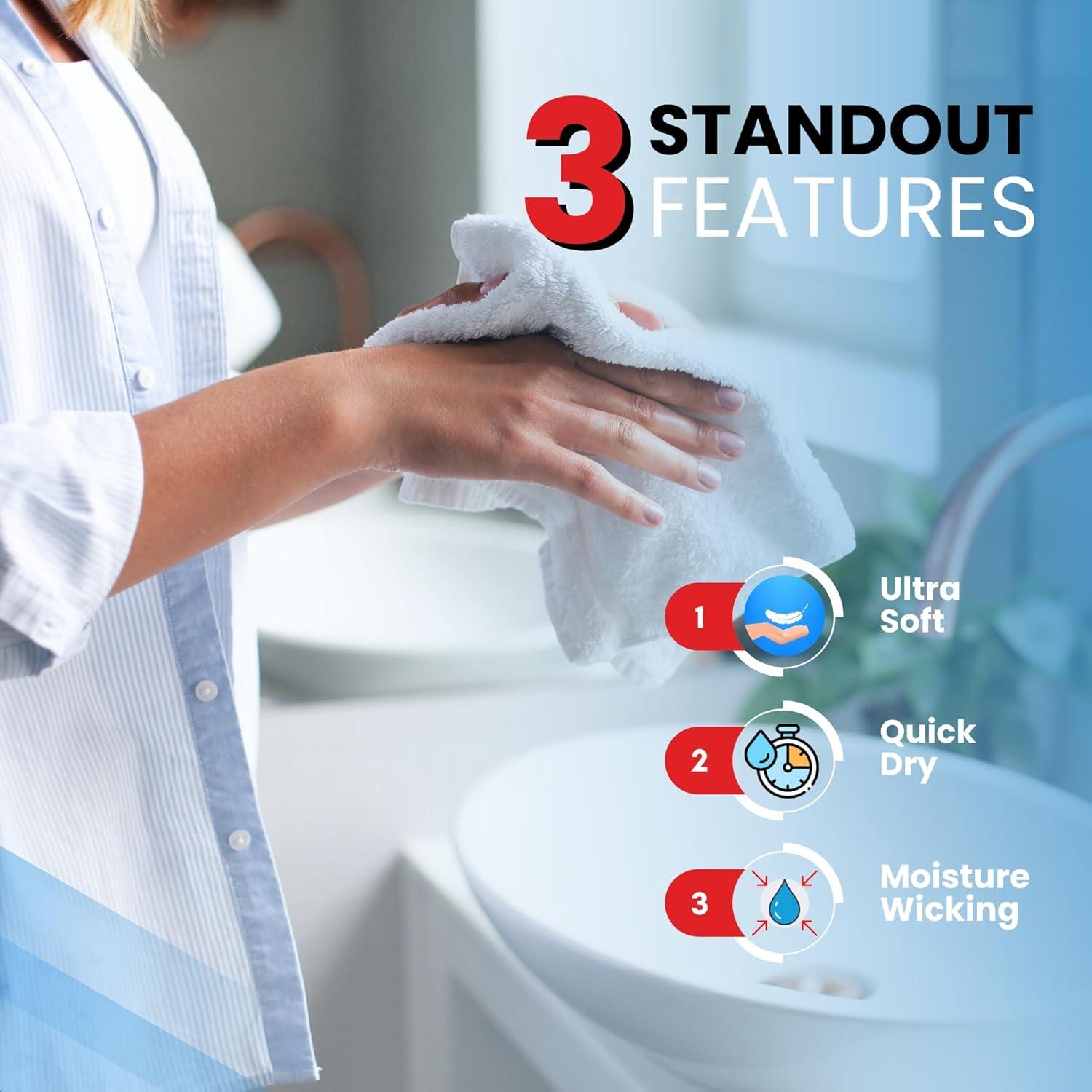 imageInfinitee Xclusives Luxury 100 RingSpun Cotton White Bath Towels Set of 4 27x54 inches Soft Absorbent ampamp QuickDrying Towels for Bathroom Gym Spa ampamp Hotel Use Brilliant White Bath TowelsTranquil Navy