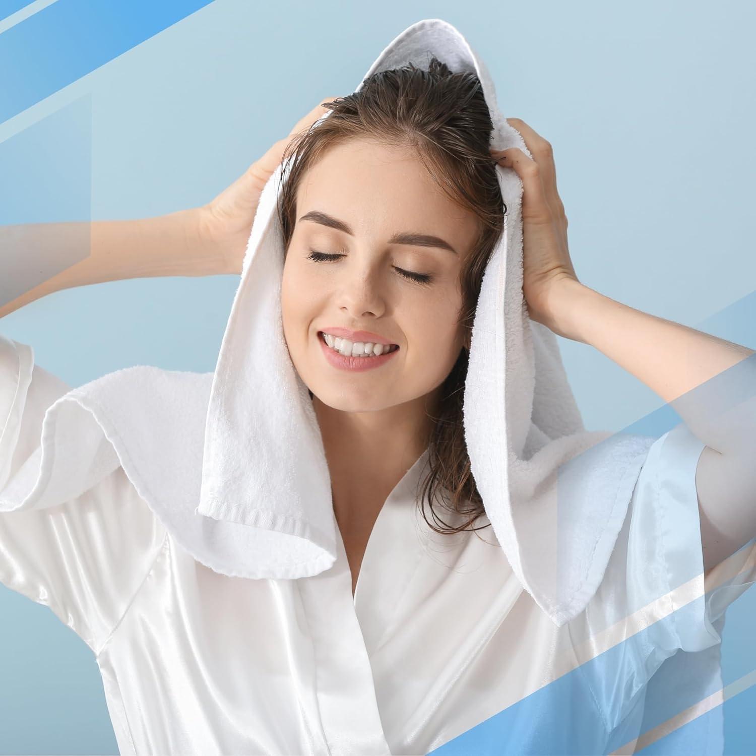 imageInfinitee Xclusives Luxury 100 RingSpun Cotton White Bath Towels Set of 4 27x54 inches Soft Absorbent ampamp QuickDrying Towels for Bathroom Gym Spa ampamp Hotel Use Brilliant White Bath TowelsSerene Teal