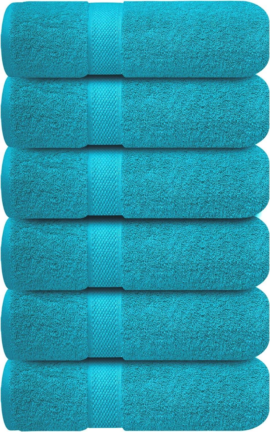 imageInfinitee Xclusives Luxury 100 RingSpun Cotton White Bath Towels Set of 4 27x54 inches Soft Absorbent ampamp QuickDrying Towels for Bathroom Gym Spa ampamp Hotel Use Brilliant White Bath TowelsSerene Teal