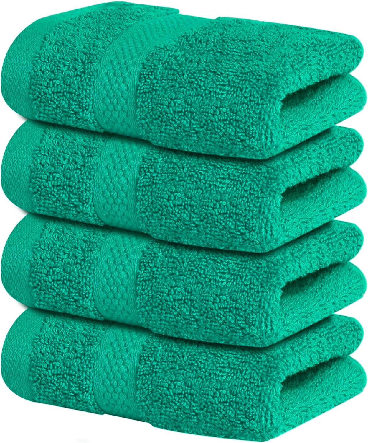 imageInfinitee Xclusives Luxury 100 RingSpun Cotton White Bath Towels Set of 4 27x54 inches Soft Absorbent ampamp QuickDrying Towels for Bathroom Gym Spa ampamp Hotel Use Brilliant White Bath TowelsVivid Green