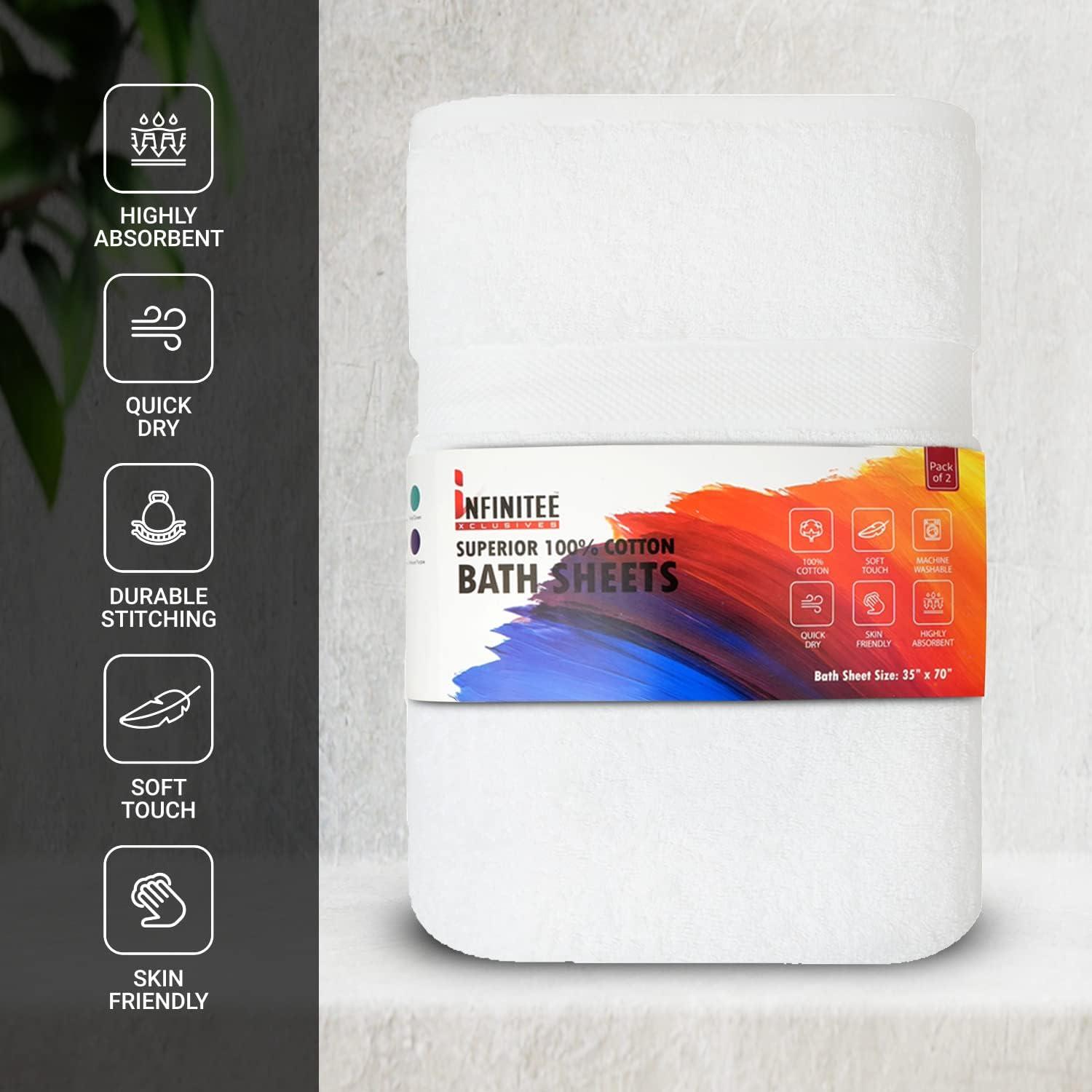 imageInfinitee Xclusives Luxury Towel Bundle 2 Pack 600 GSM Bath Sheets 35x70 12 Soft 100 Cotton Wash Cloths 13x13 Soft Absorbent ampamp Durable Towels for Everyday Comfort