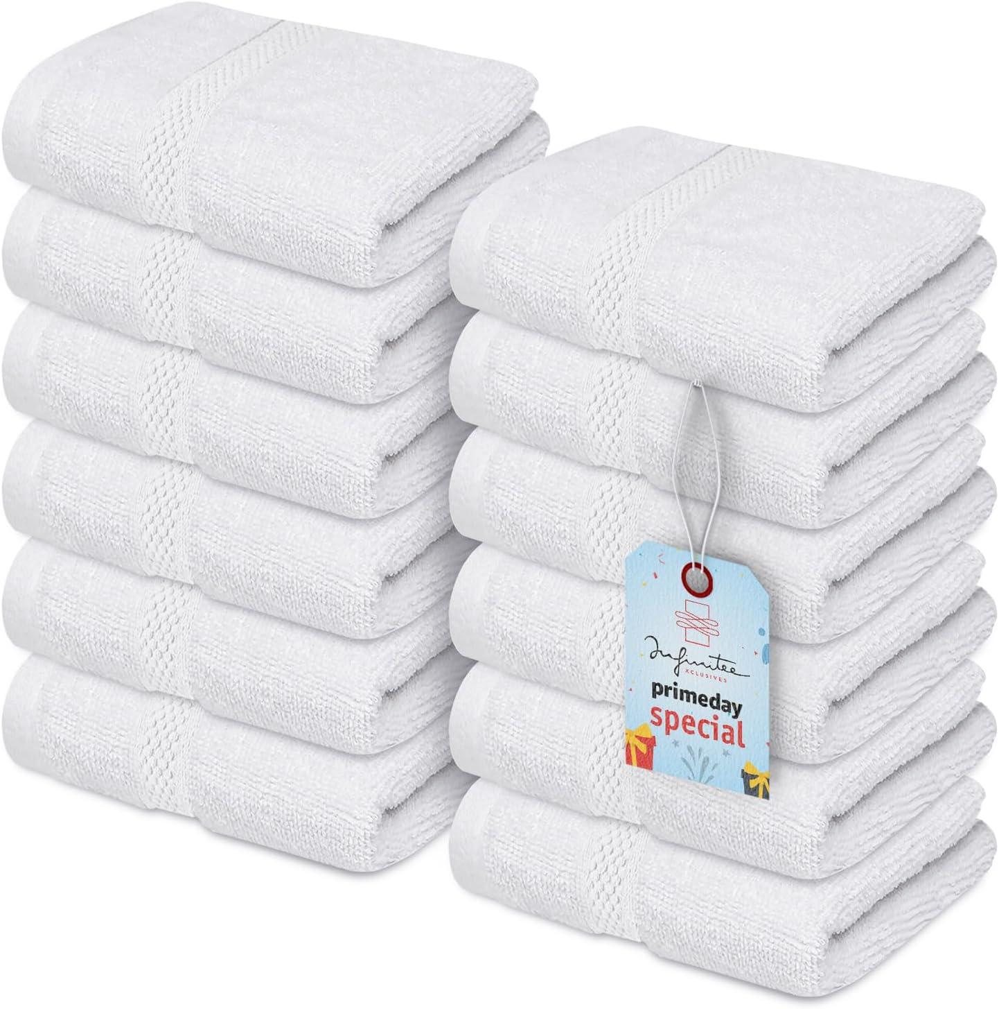 imageInfinitee Xclusives Luxury Towel Bundle 2 Pack 600 GSM Bath Sheets 35x70 12 Soft 100 Cotton Wash Cloths 13x13 Soft Absorbent ampamp Durable Towels for Everyday Comfort