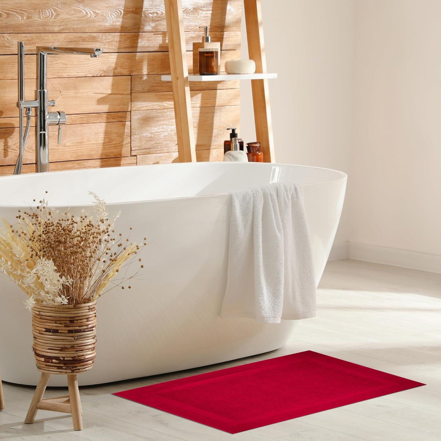 imageInfinitee Xclusives Premium Cotton Bath Mats for Bathroom Pack of 2 34x22 Inches Ultra Soft Super Absorbent NonSlip Machine Washable Mats White Not a RugBurgundy