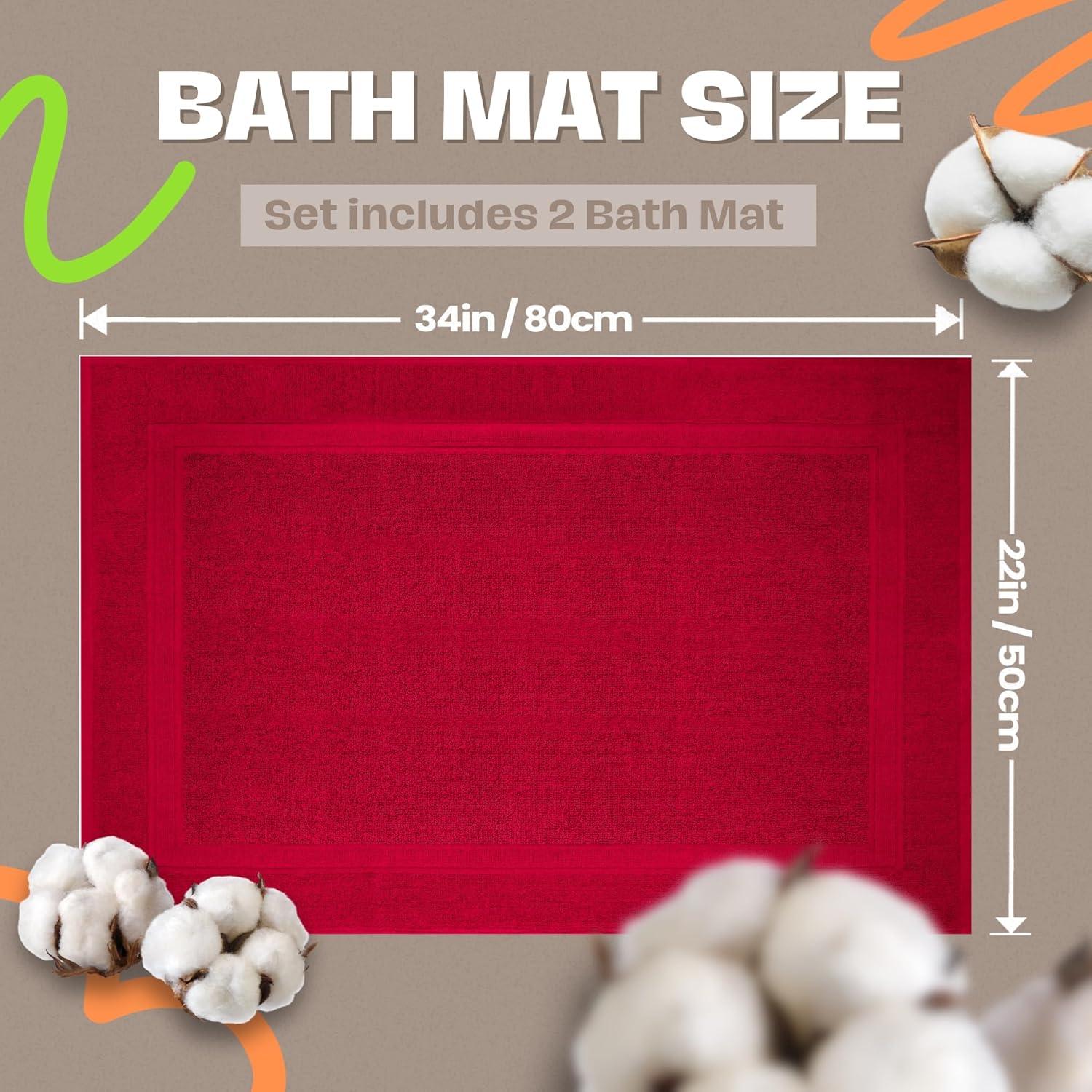 imageInfinitee Xclusives Premium Cotton Bath Mats for Bathroom Pack of 2 34x22 Inches Ultra Soft Super Absorbent NonSlip Machine Washable Mats White Not a RugBurgundy