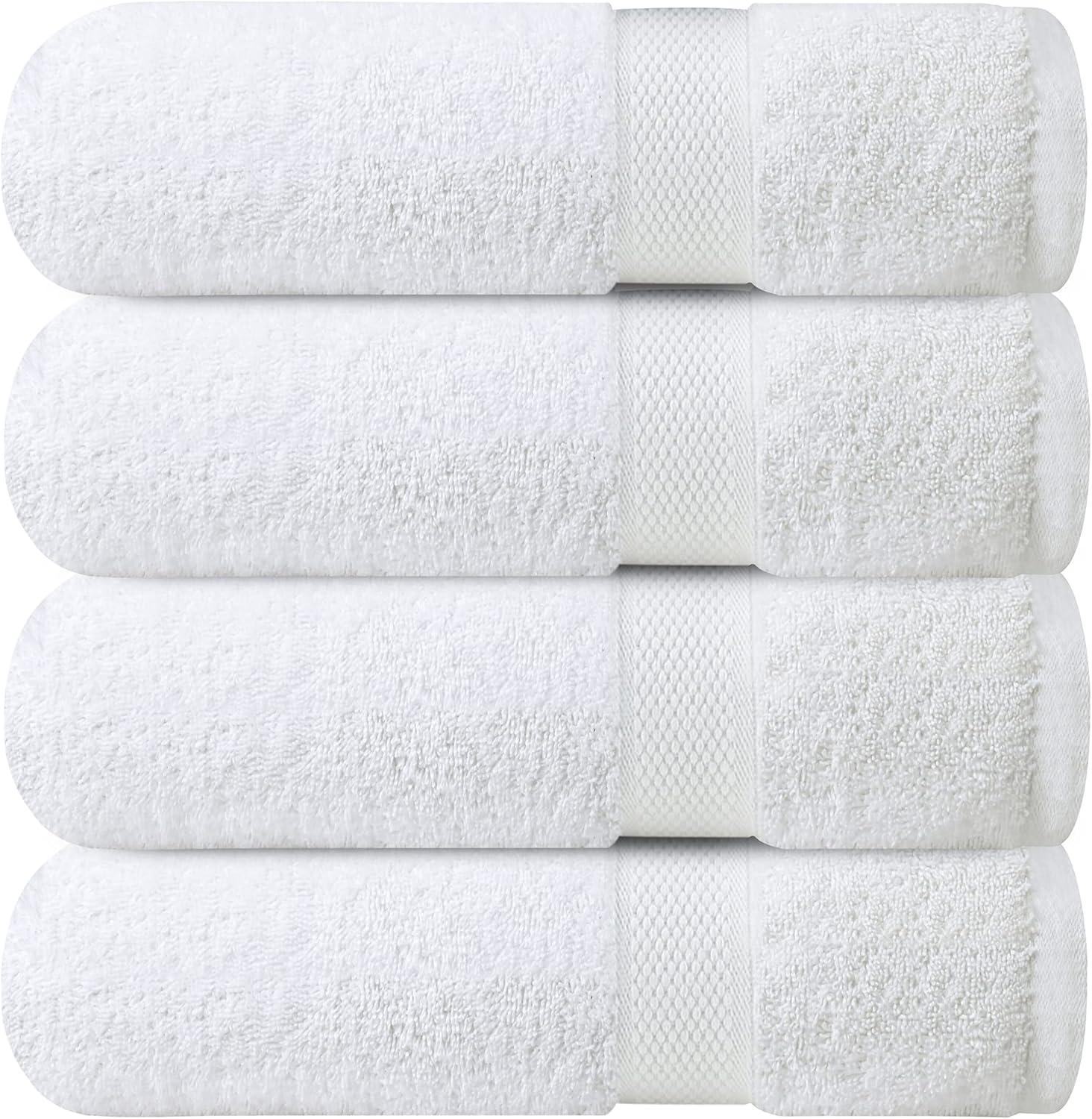 imageInfinitee Xclusives White Luxury Towel Set 4 Bath Towels 27x54 600 GSM 12 Washcloths 13x13 Soft Absorbent QuickDrying 100 Cotton Bundle for Bathroom Gym Spa and Skincare Use