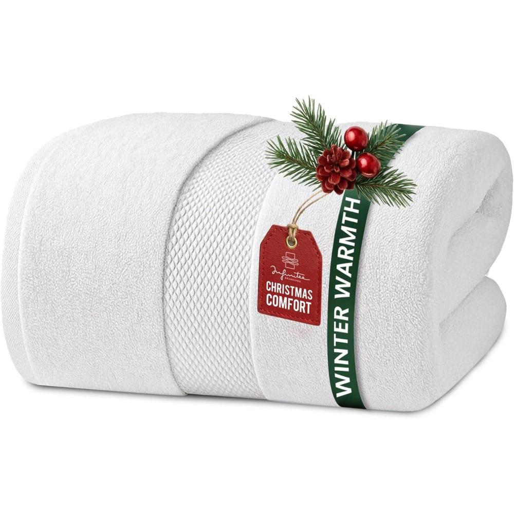 imageInfinitee Xclusives  Luxury Bath Sheets Towels  1 Pack 600 GSM 35X70 Inches  100 Ring Spun Cotton Large Bath Towels for Bathroom Brilliant White Bath Sheets  Pack 1Brilliant White