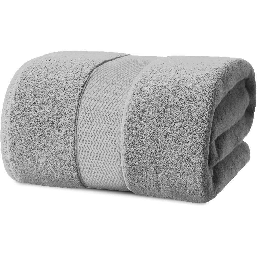 imageInfinitee Xclusives  Luxury Bath Sheets Towels  1 Pack 600 GSM 35X70 Inches  100 Ring Spun Cotton Large Bath Towels for Bathroom Brilliant White Bath Sheets  Pack 1Charming Grey