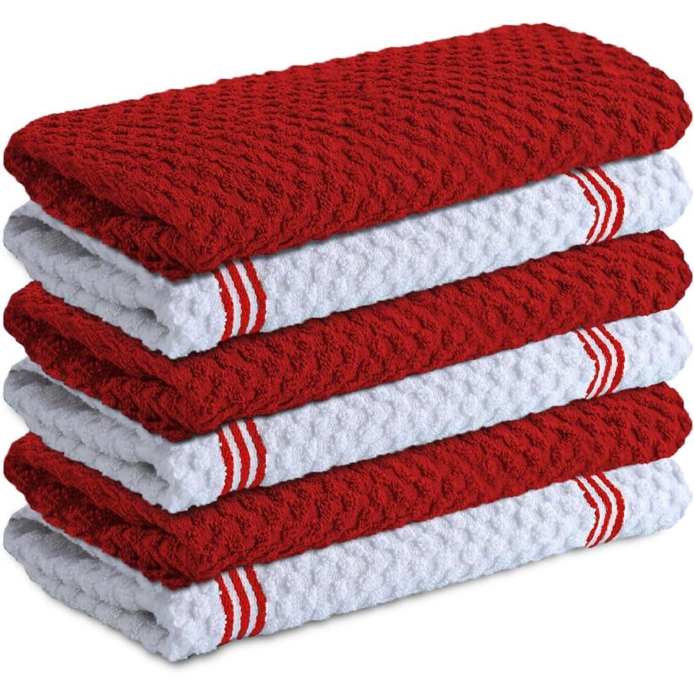 imageInfinitee Xclusives 100 Cotton Kitchen Towels  15x25 Inch Ultra Soft Tea Towel Super Absorbent Terry Dish Towels for Kitchen Linens BluePassionate Red