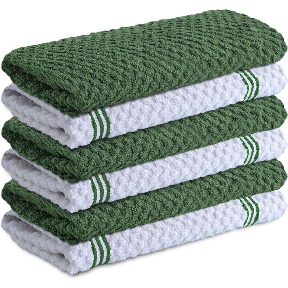 imageInfinitee Xclusives 100 Cotton Kitchen Towels  15x25 Inch Ultra Soft Tea Towel Super Absorbent Terry Dish Towels for Kitchen Linens BlueSturdy Green