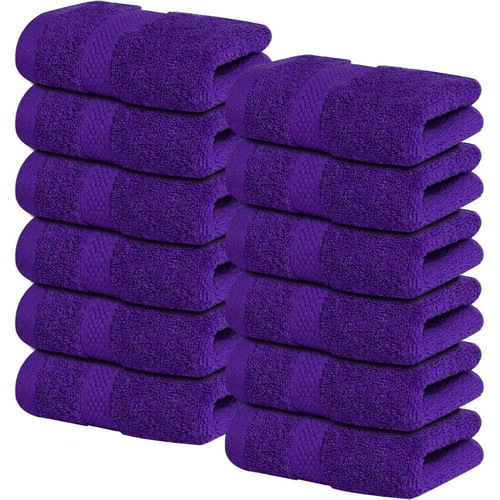 imageInfinitee Xclusives Luxury 100 RingSpun Cotton White Bath Towels Set of 4 27x54 inches  Soft Absorbent ampamp QuickDrying Towels for Bathroom Gym Spa ampamp Hotel Use Brilliant White Bath TowelsProfound Purple