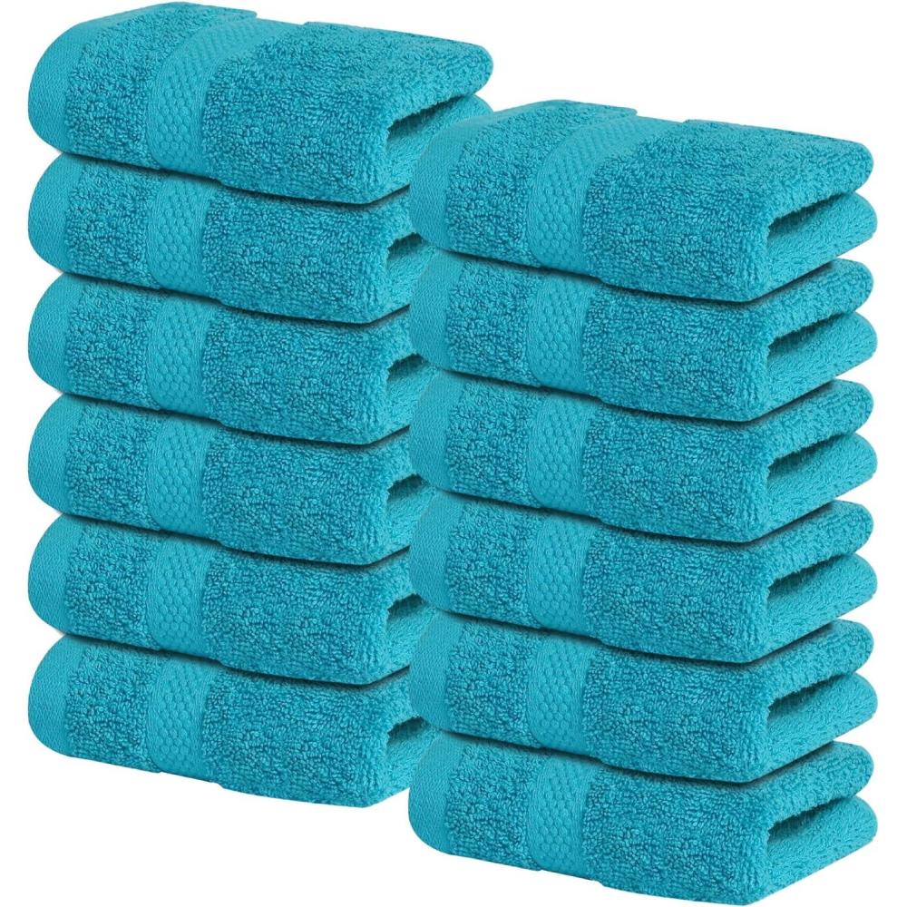 imageInfinitee Xclusives Luxury 100 RingSpun Cotton White Bath Towels Set of 4 27x54 inches  Soft Absorbent ampamp QuickDrying Towels for Bathroom Gym Spa ampamp Hotel Use Brilliant White Bath TowelsSerene Teal