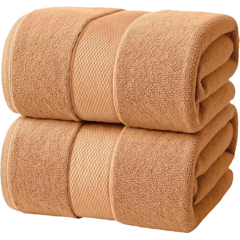 imageInfinitee Xclusives Luxury Bath Sheets Towels  2 Pack 600 GSM 35X70 Inches 100 Ring Spun Cotton Large Bath Towels for Bathroom Shadow Grey Bath Sheet Pack of 2Cosmic Sand