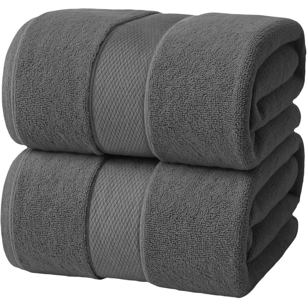 imageInfinitee Xclusives Luxury Bath Sheets Towels  2 Pack 600 GSM 35X70 Inches 100 Ring Spun Cotton Large Bath Towels for Bathroom Shadow Grey Bath Sheet Pack of 2Shadow Grey