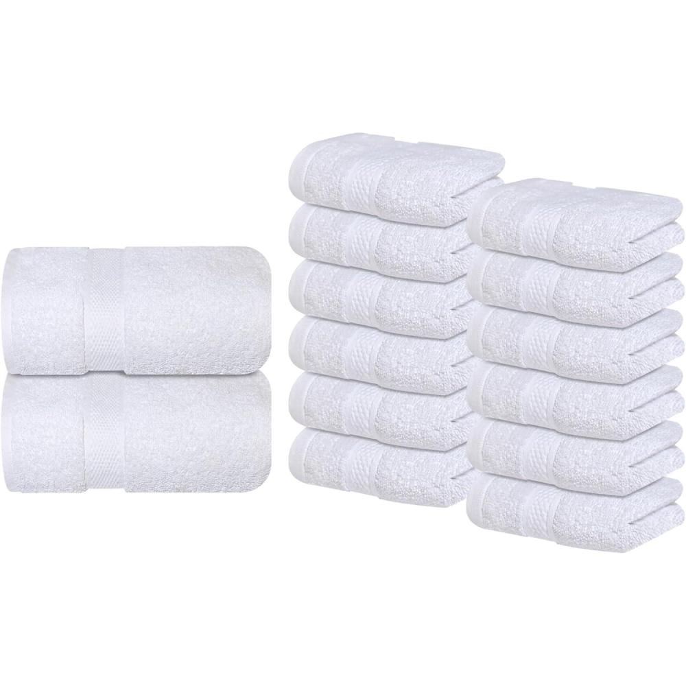 imageInfinitee Xclusives Luxury Towel Bundle  2 Pack 600 GSM Bath Sheets 35x70  12 Soft 100 Cotton Wash Cloths 13x13  Soft Absorbent ampamp Durable Towels for Everyday Comfort