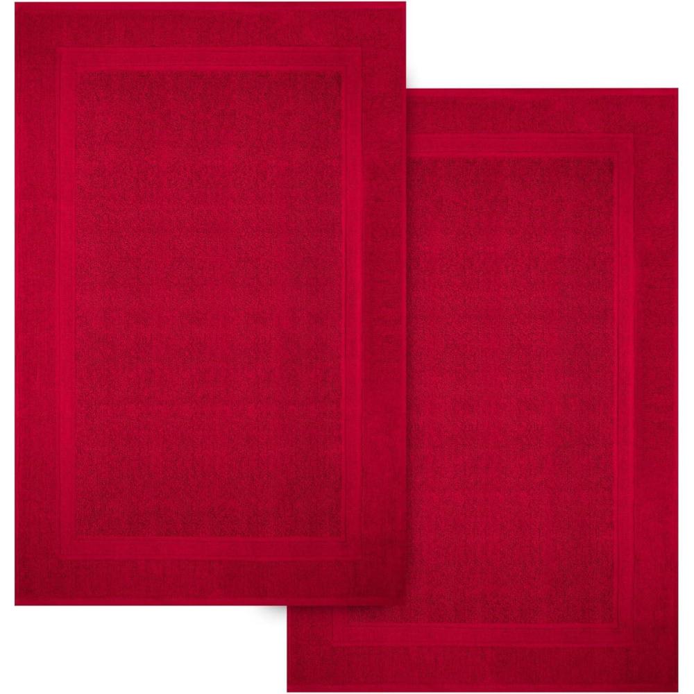 imageInfinitee Xclusives Premium Cotton Bath Mats for Bathroom Pack of 2 34x22 Inches Ultra Soft Super Absorbent NonSlip Machine Washable Mats White Not a RugBurgundy