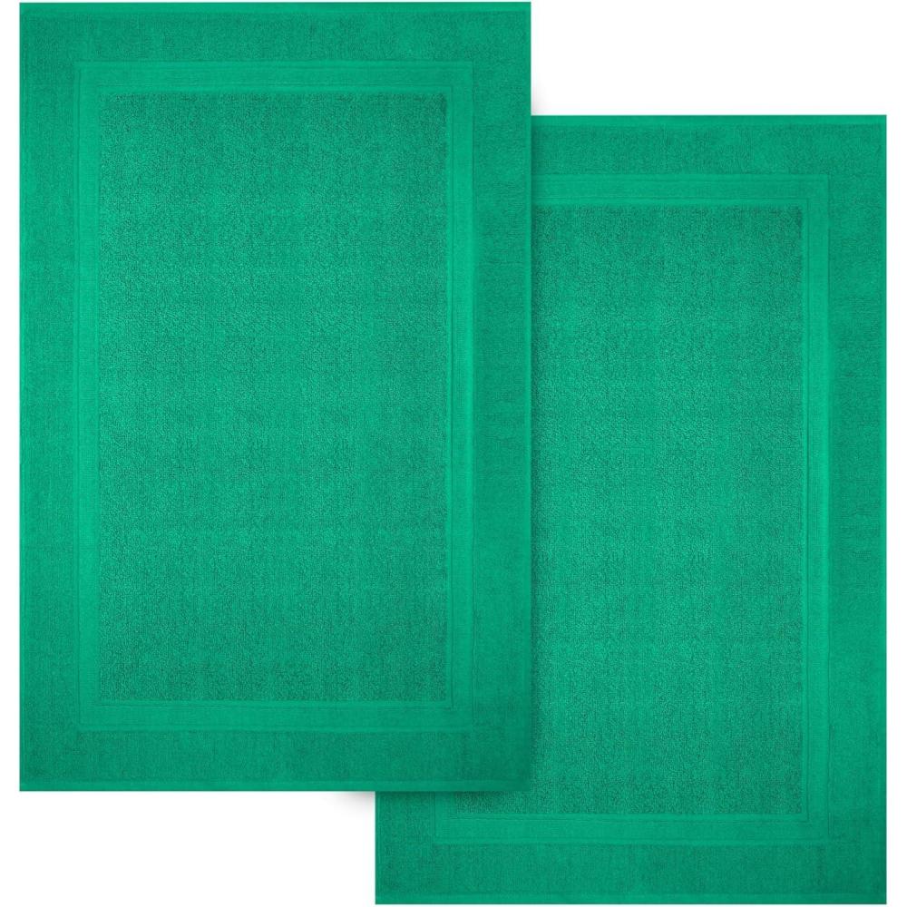 imageInfinitee Xclusives Premium Cotton Bath Mats for Bathroom  Pack of 2  34x22 Inches  Ultra Soft Super Absorbent NonSlip Machine Washable Mats White Not a RugVivid Green