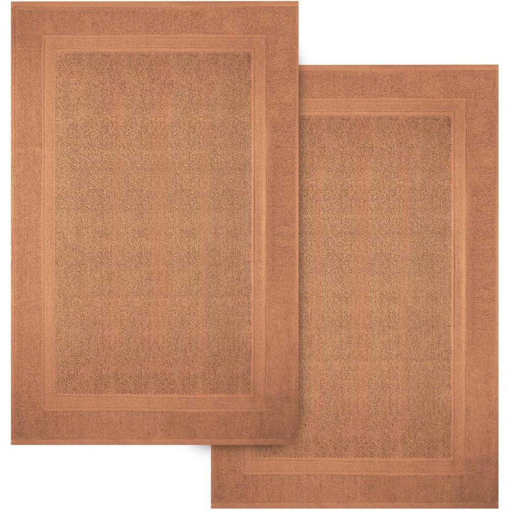 imageInfinitee Xclusives Premium Cotton Bath Mats for Bathroom  Pack of 2  34x22 Inches  Ultra Soft Super Absorbent NonSlip Machine Washable Mats White Not a RugCosmic Sand