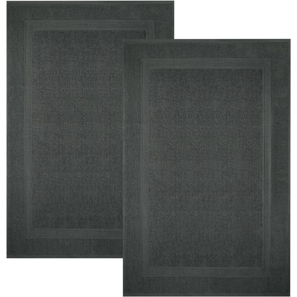 imageInfinitee Xclusives Premium Cotton Bath Mats for Bathroom  Pack of 2  34x22 Inches  Ultra Soft Super Absorbent NonSlip Machine Washable Mats White Not a RugShadow Grey
