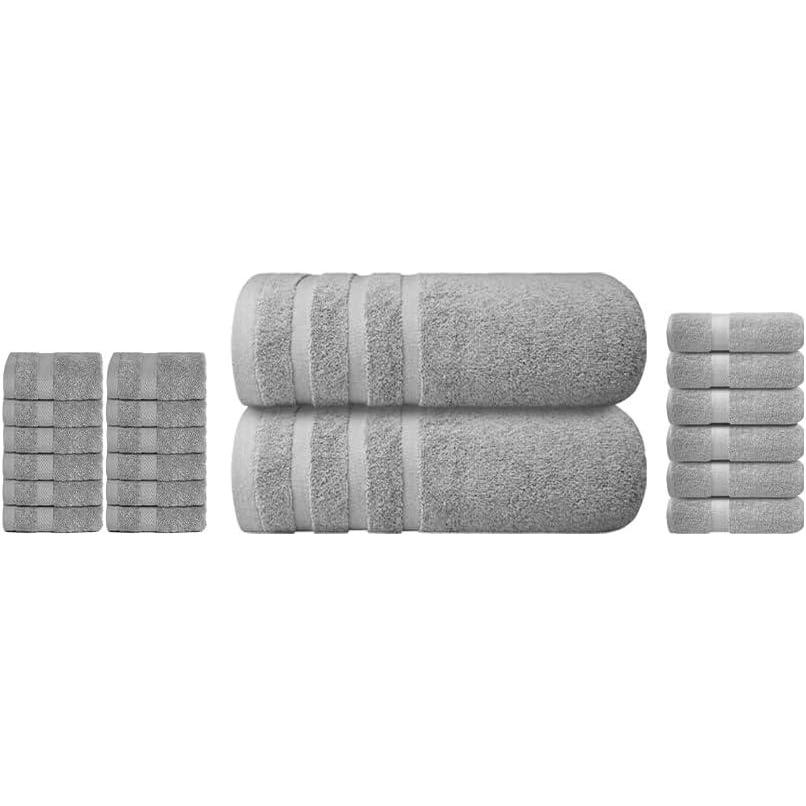 imageInfinitee Xclusives Ultimate Towel Bundle Deal  12 Washcloths  6 Hand Towels  2 Bath Towels  Soft Absorbent ampamp Durable Cotton Set for Home ampamp Family