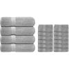 imageInfinitee Xclusives Grey Luxury Towel Set  4 Bath Towels 27x54 600 GSM  12 Washcloths 13x13  Soft Absorbent QuickDrying 100 Cotton Bundle for Bathroom Gym Spa and Skincare Use