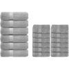 imageInfinitee Xclusives Grey Towel Bundle  12 Washcloths ampamp 6 Hand Towels  Soft ampamp Absorbent Cotton Set